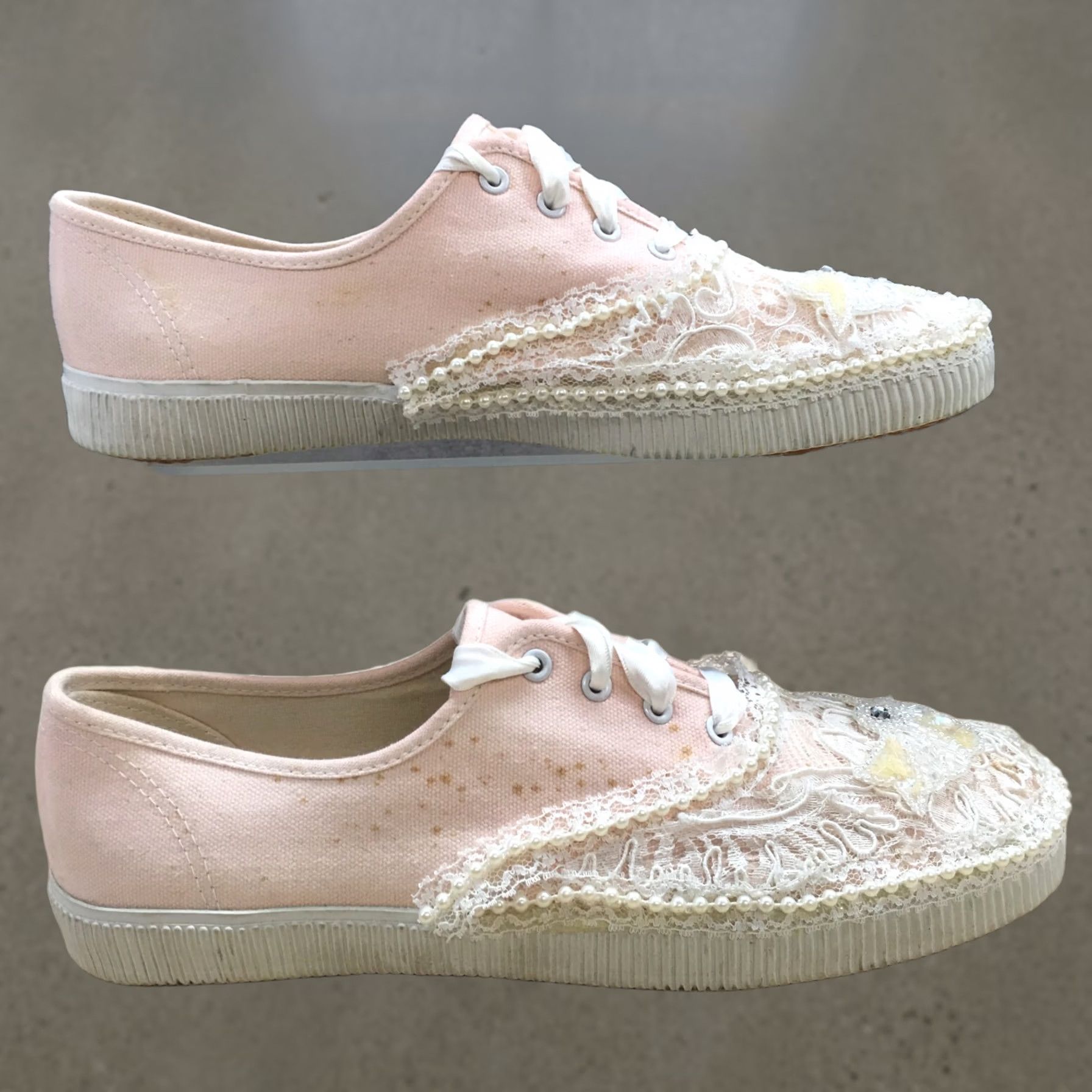 Cherokee Cherokee Shoes Womens Casual Low Top Lace Sneakers Pink White Fabric Lace Up 9.5 Size L / US 10 / IT 46 - 1 Thumbnail
