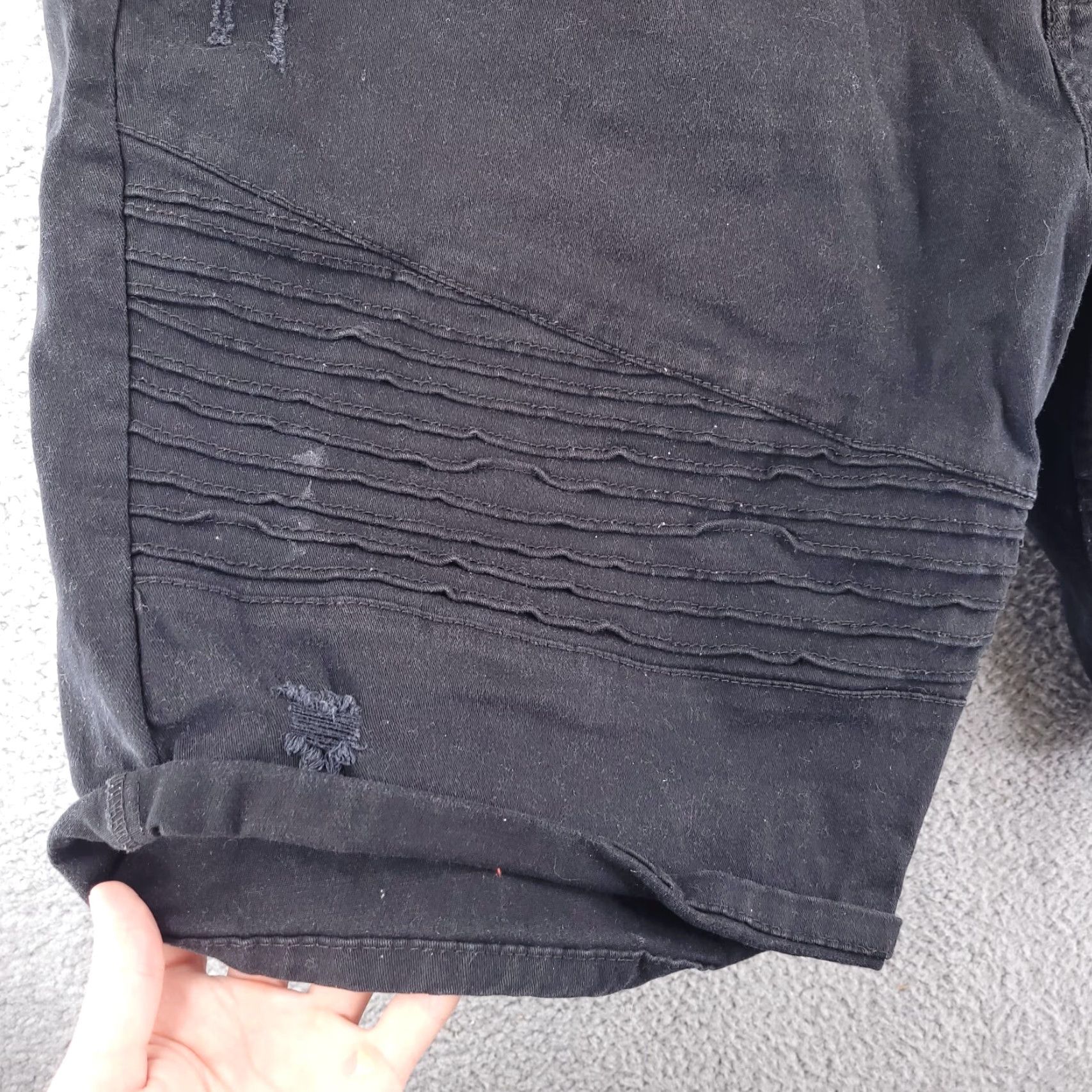 Southpole Southpole Denim Shorts Mens 50 Stretch Black Moto Distressed - Big & Tall Waist 50 Denim Biker Fashion Mens Size US 34 / EU 50 - 3 Thumbnail