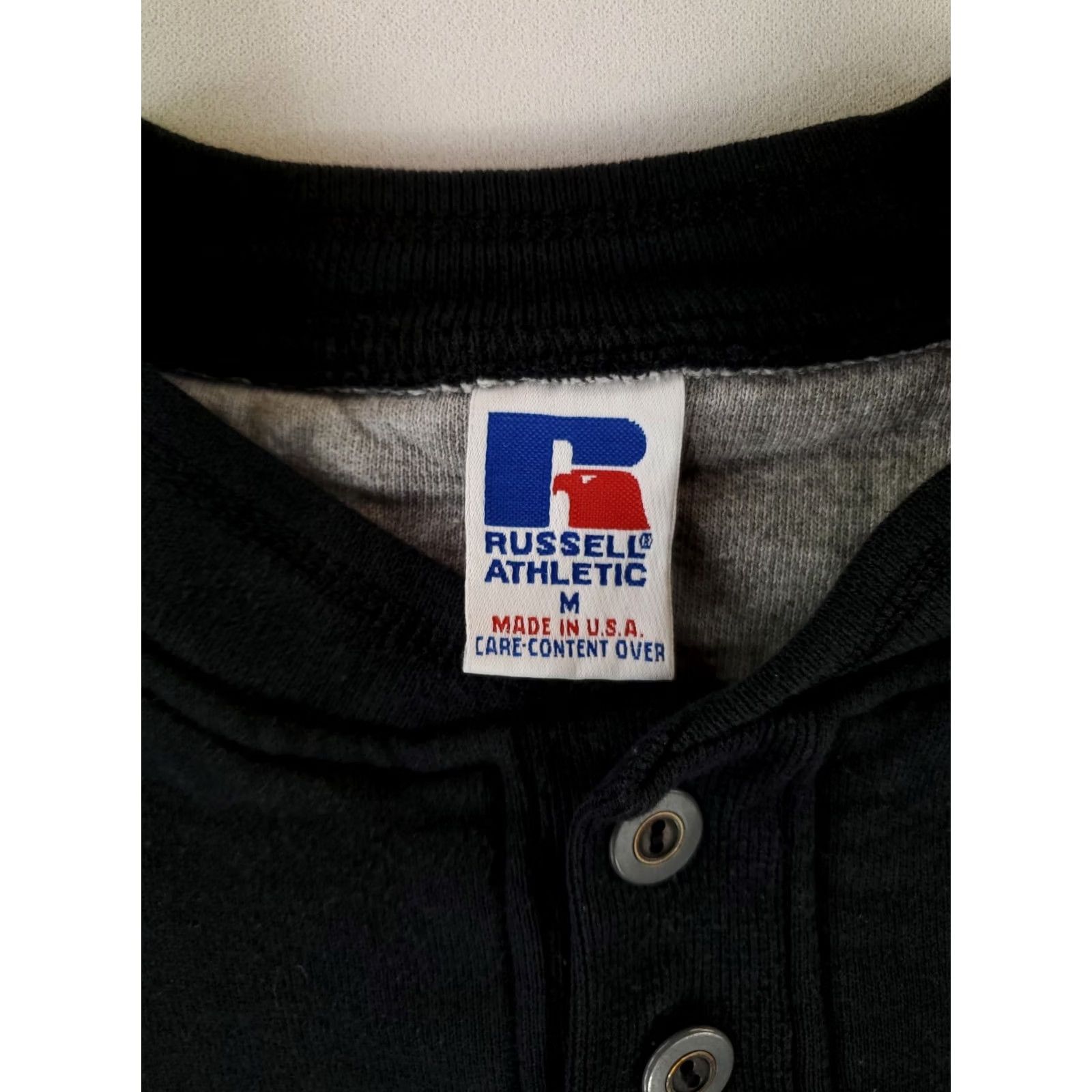 Russell Athletic VINTAGE Russell Athletic Sweatshirt Henley VTG 90s Univ Kansas Made USA Black Mens M Size US M / EU 48-50 / 2 - 4 Thumbnail