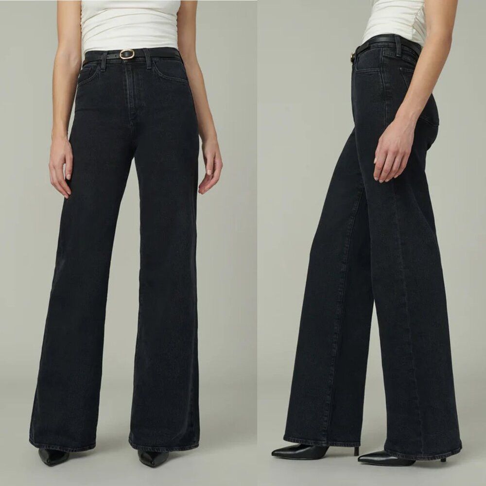 Joe's Joe's The MIA High Rise Wide Leg Black Jeans In Bewitched S Size 31" - 2 Thumbnail