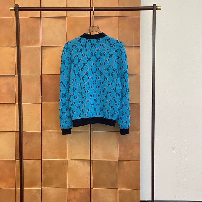 Gucci Gucci Popular blue old-fashioned full-print wool cardigan j Size S / US 4 / IT 40 - 2 Thumbnail