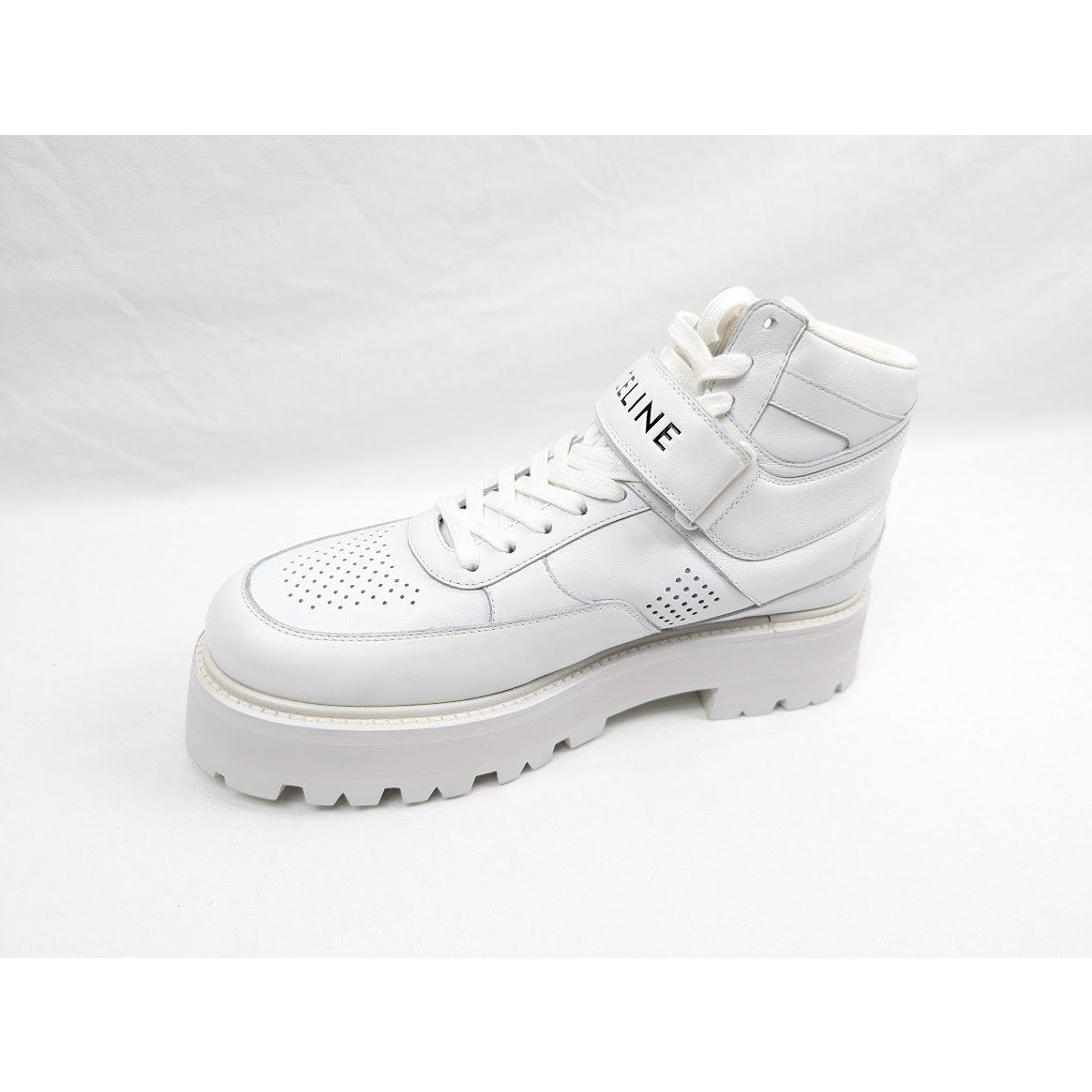 Celine o1rshd1 Calfskin High Sneaker W/ Scratch in Optic White Size US 11 / EU 44 - 10 Thumbnail