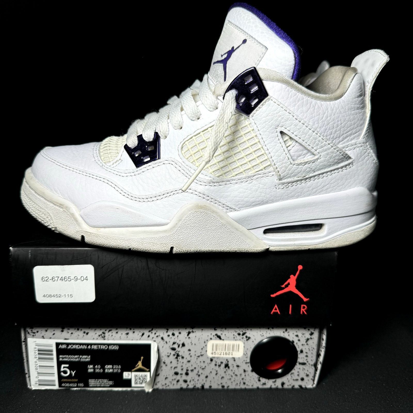 Jordan Brand × Nike Size 5 - Nike Air Jordan 4 Retro GS Purple Metallic Shoes Size US 5 / EU 37 - 9 Thumbnail