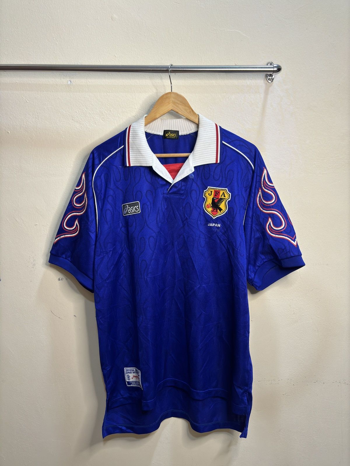 image of Asics x Soccer Jersey Vintage 1998 Japan Home World Cup Jersey in Blue, Men's (Size XL)