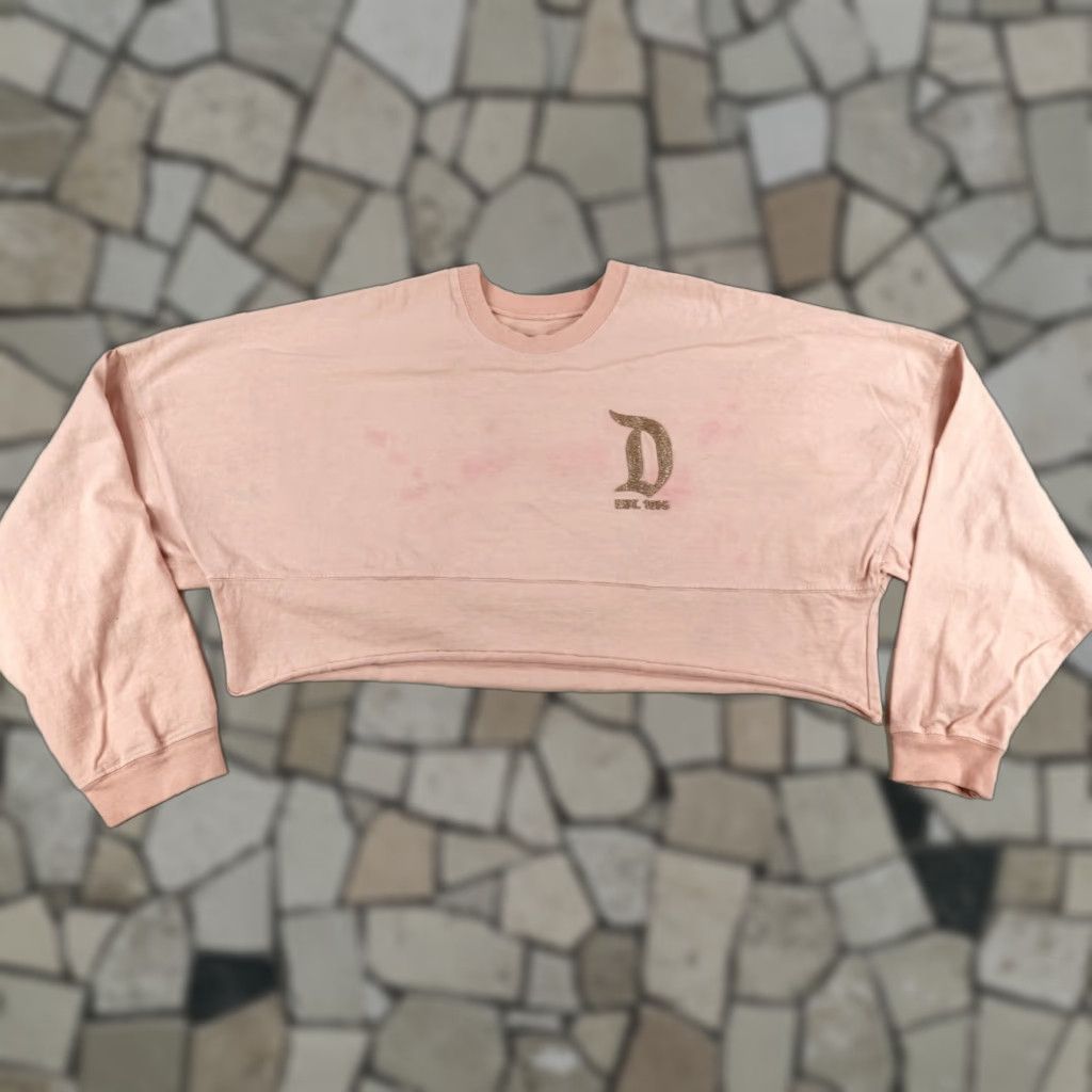 Disney Disney Shirt Womens Large Pink Spirit Jersey Cropped Tee Sparkly Puff Print Top Size L / US 10 / IT 46 - 1 Thumbnail