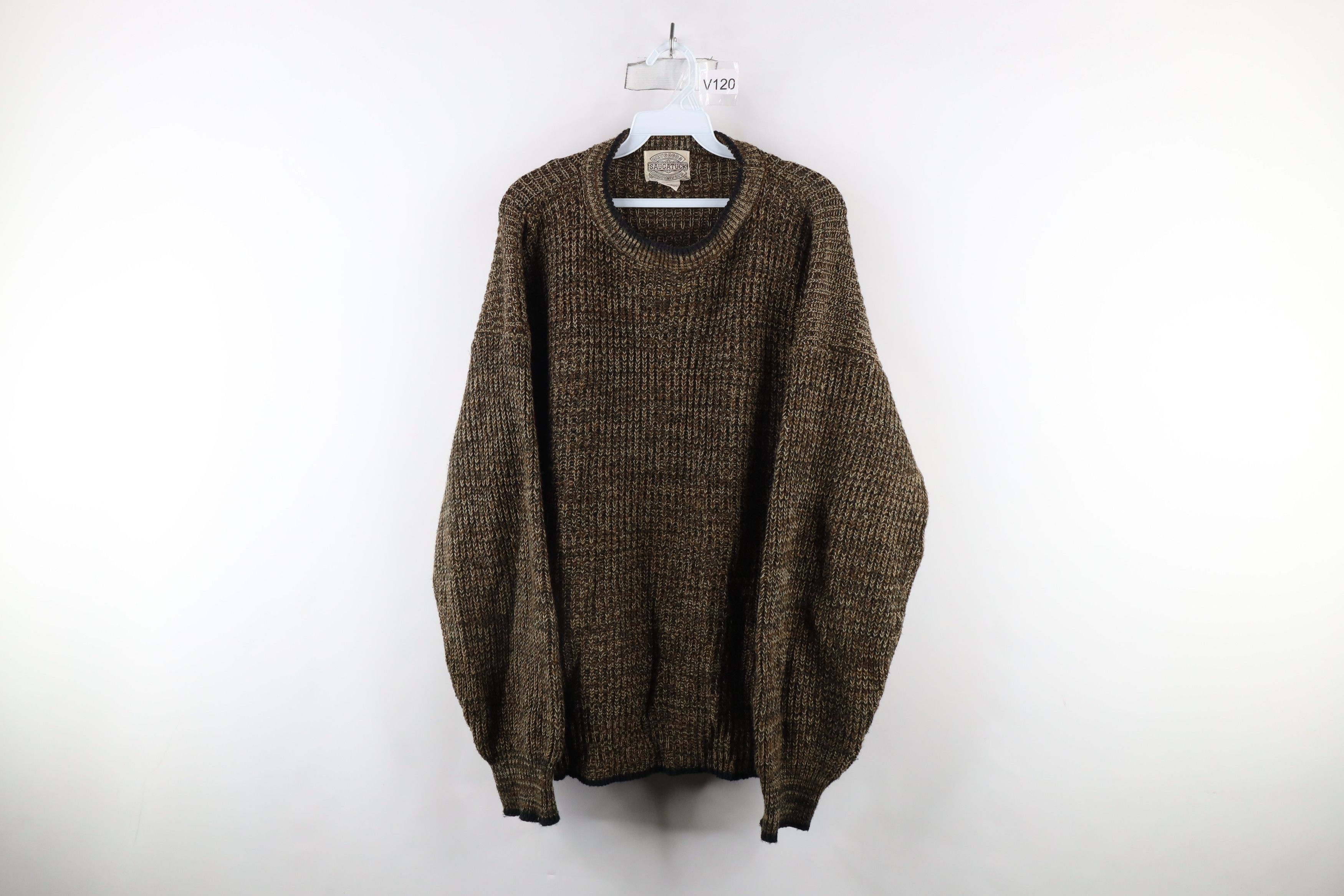 Vintage Vintage 90s Streetwear Chunky Ribbed Knit Sweater Brown Size US XL / EU 56 / 4 - 1 Thumbnail