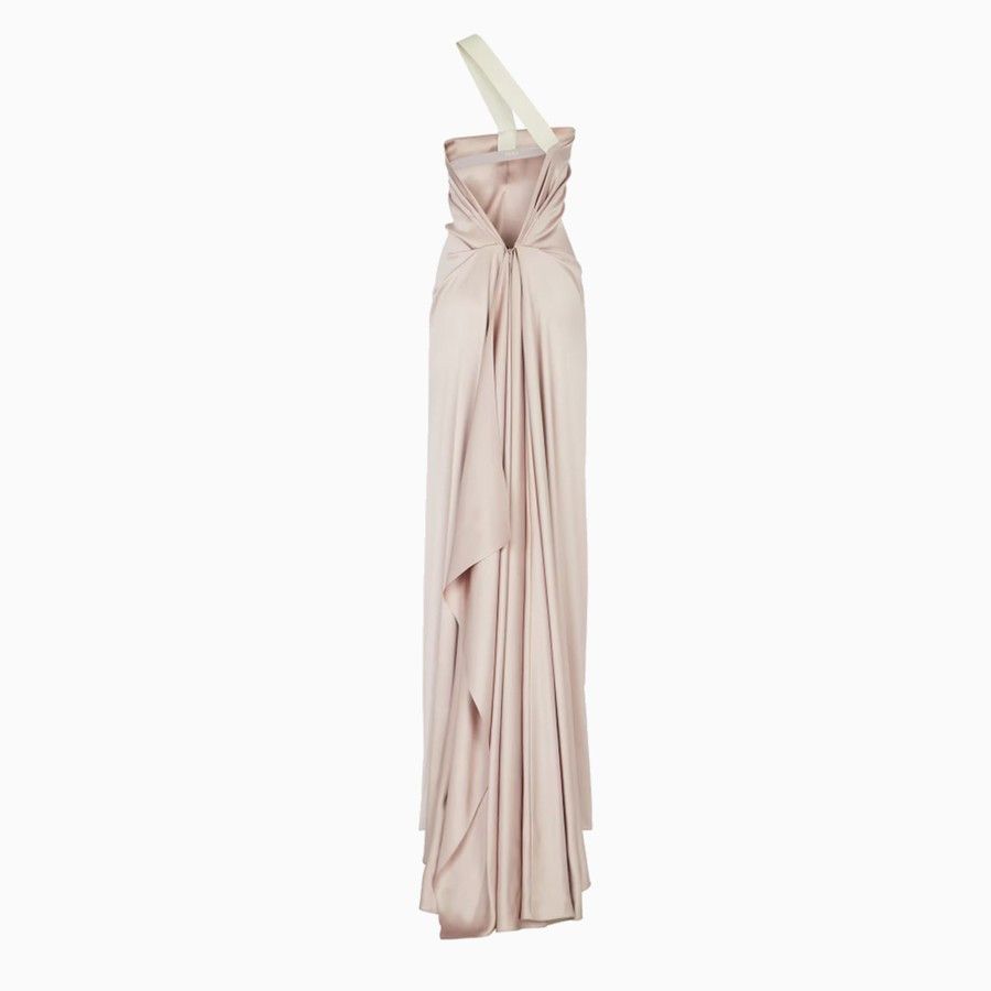 o1d2blof0824 One-Shoulder Antique Silk Dress in Light Pink