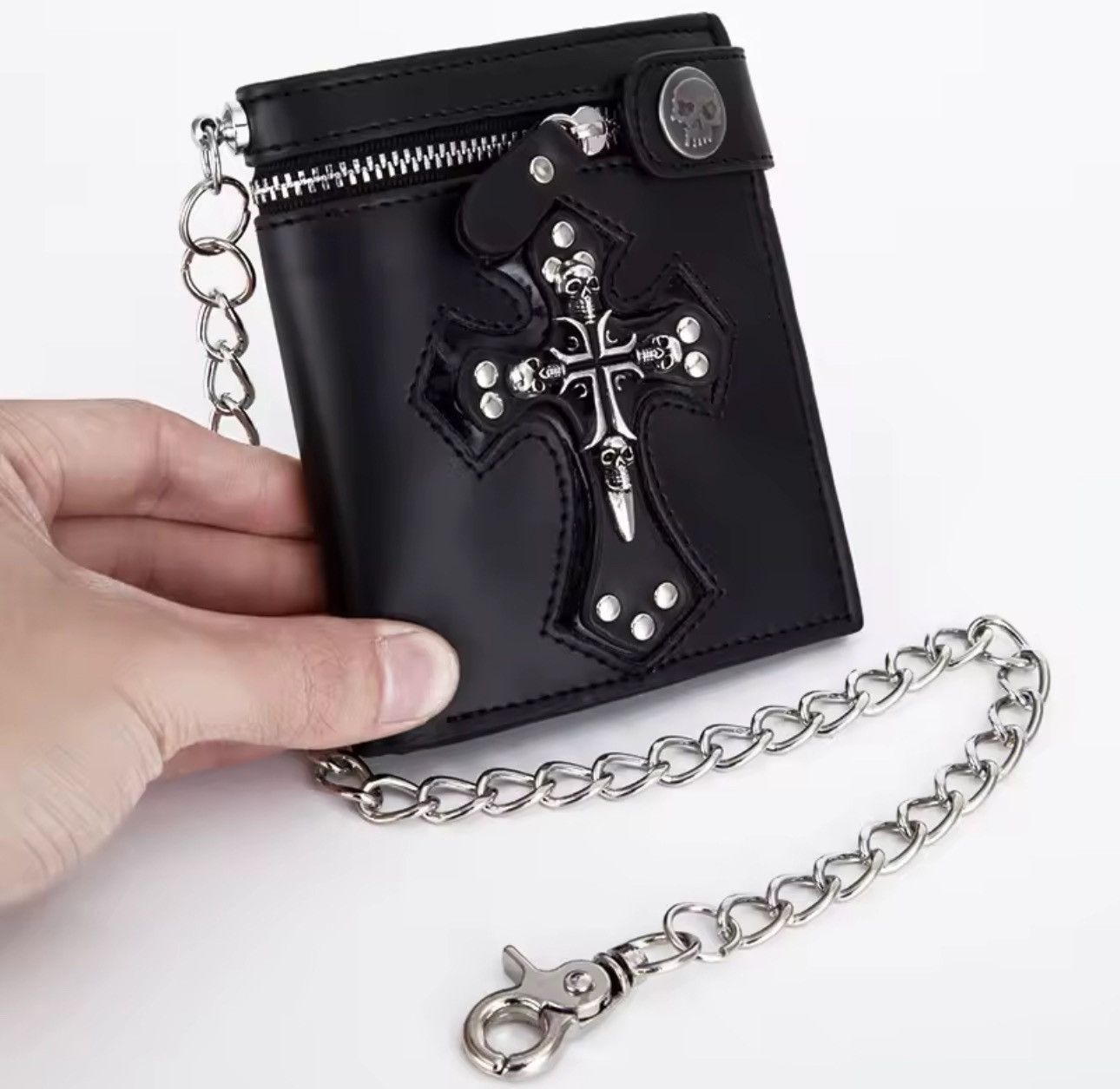 Other Punk Gothic Skull PU Leather Biker Rock Wallet With Chain Size ONE SIZE - 1 Thumbnail