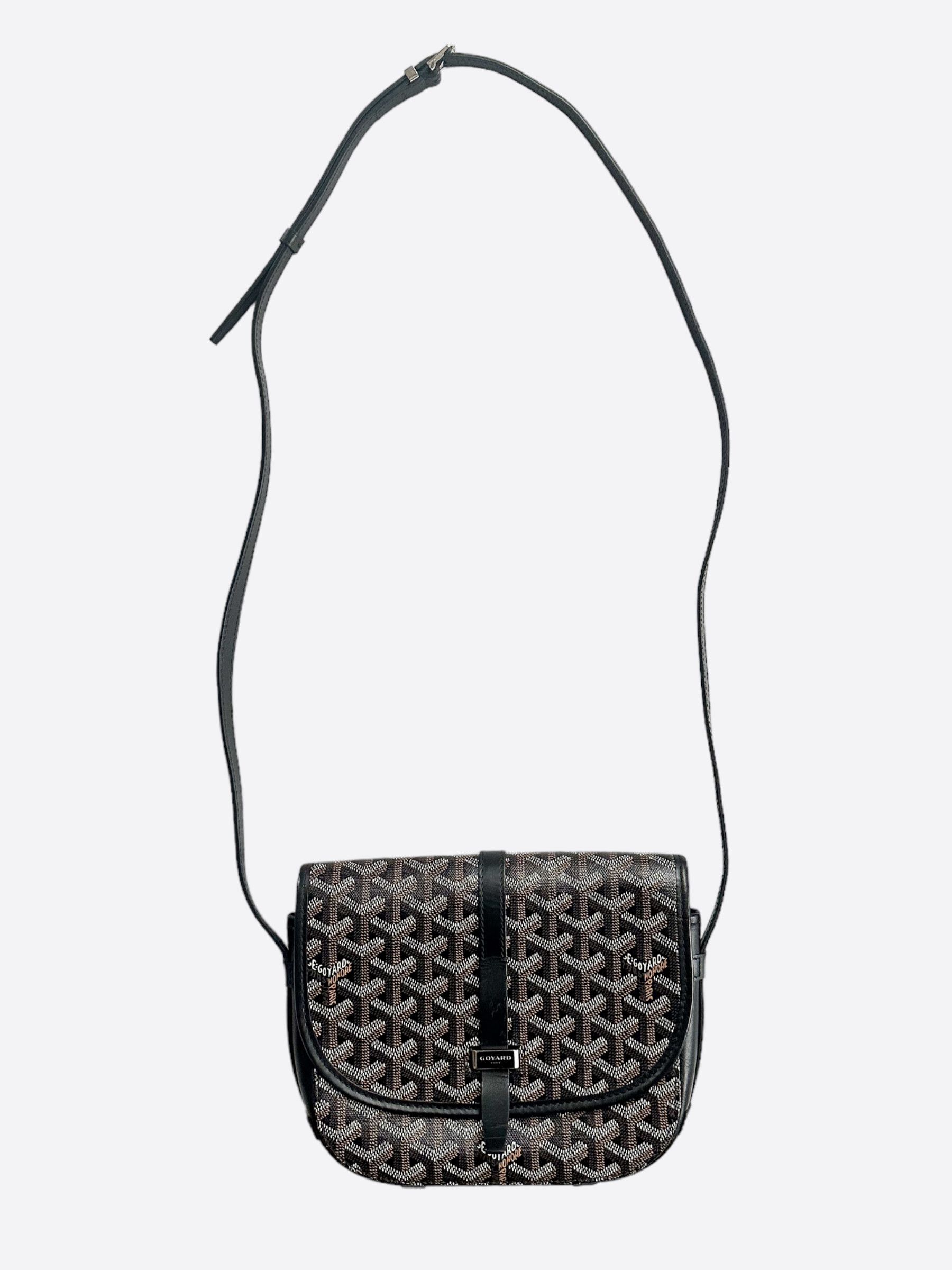 image of Goyard Black & Brown Goyardine Belvedere Messenger Bag, Men's
