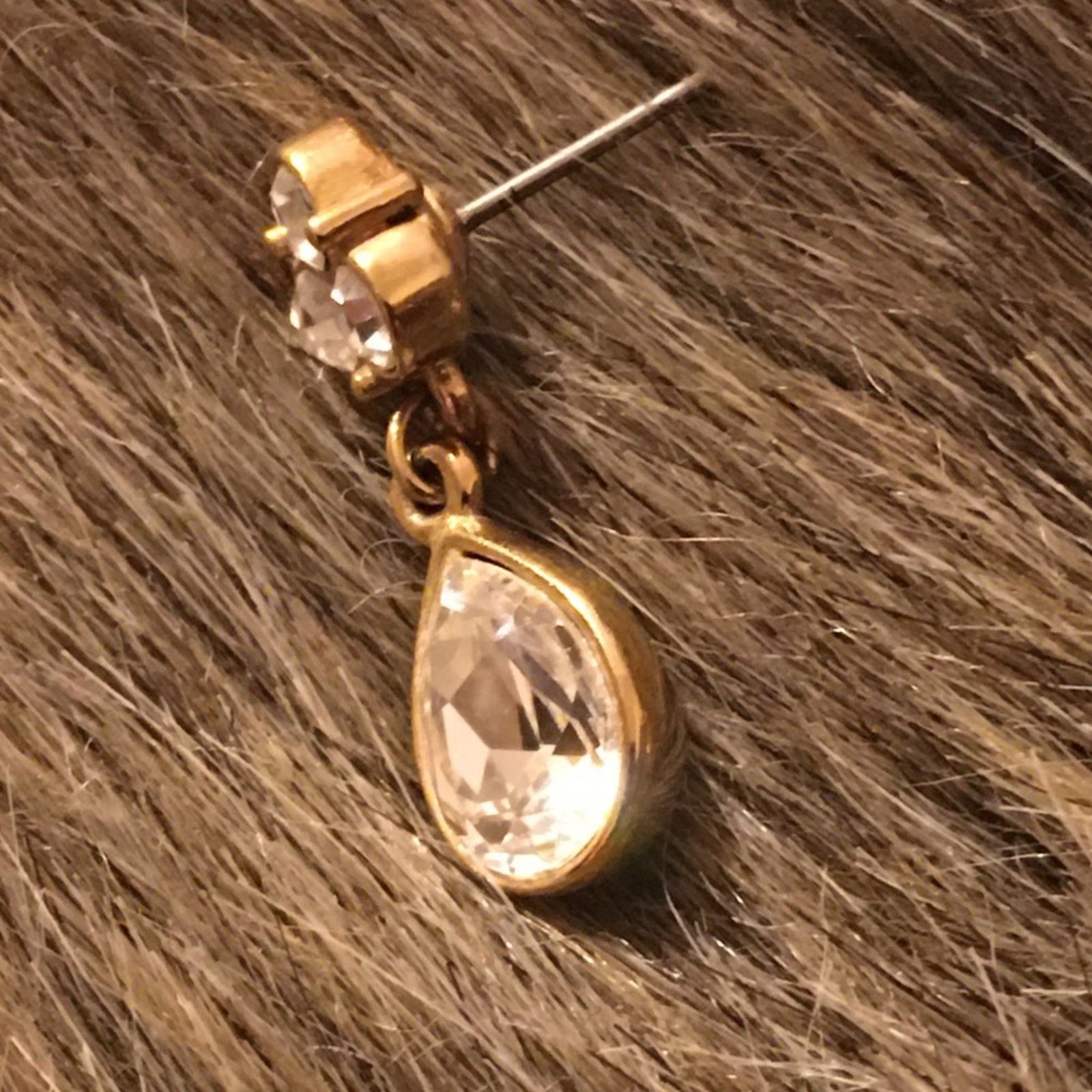 Vintage Vintage faceted clear stone dangle pierced earring Size ONE SIZE - 4 Thumbnail