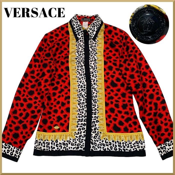 Image of Vintage Versace Shirt Panther in Red, Women's (Size XS)