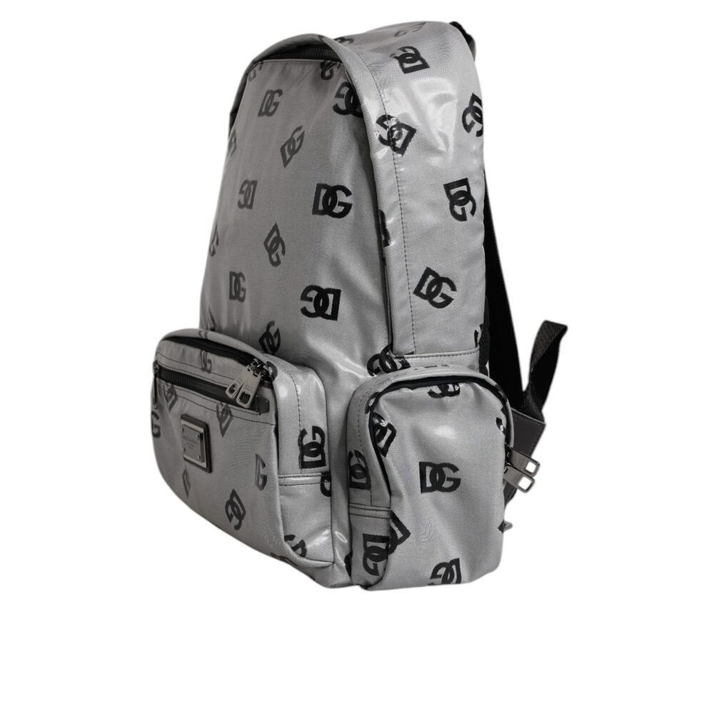 Dolce & Gabbana Dolce & Gabbana Polyester Gray Black DG Logo Plaque Backpack Size ONE SIZE - 4 Thumbnail