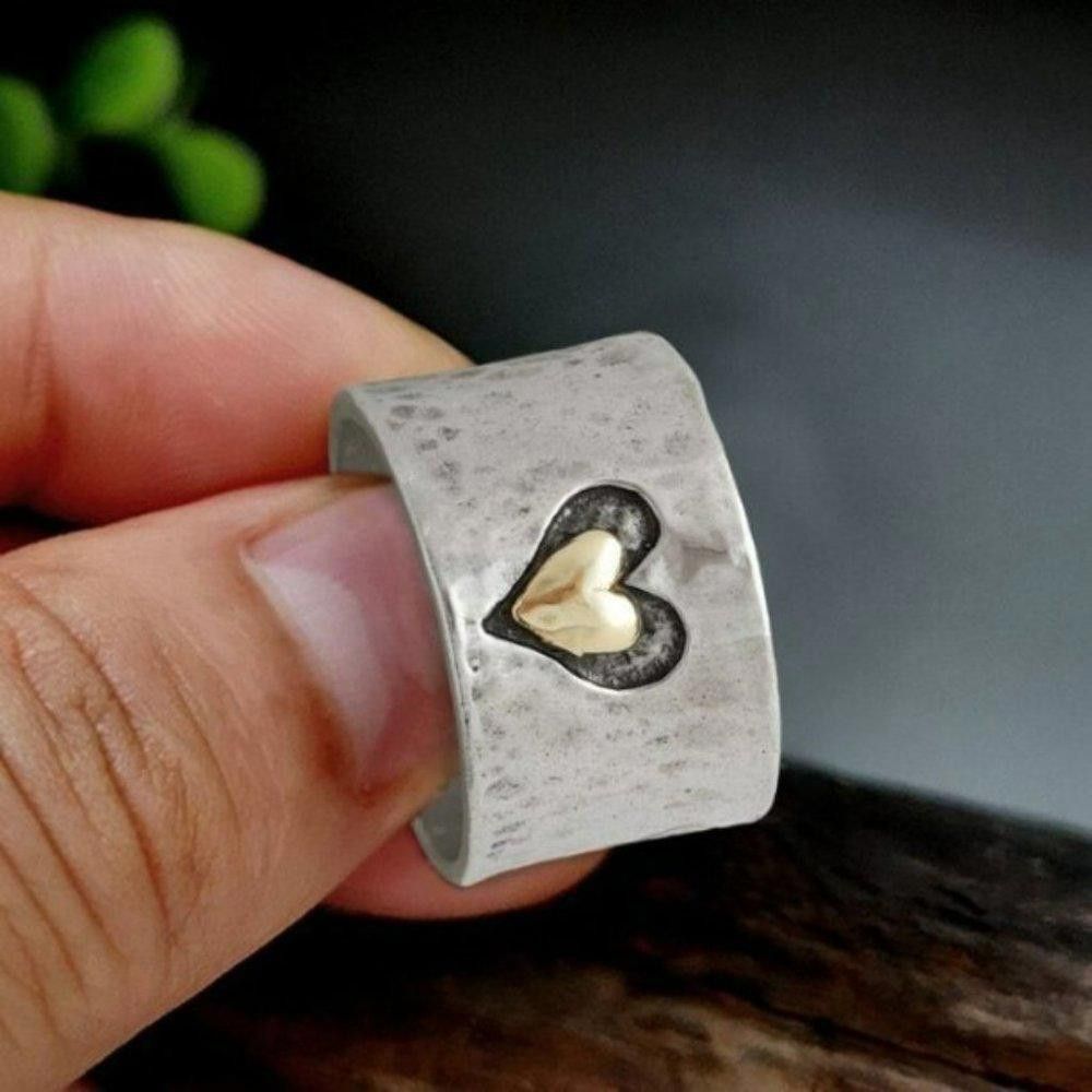 Designer Sterling Silver Creative Double Heart Shaped Ring - Size 8 Size ONE SIZE - 4 Thumbnail