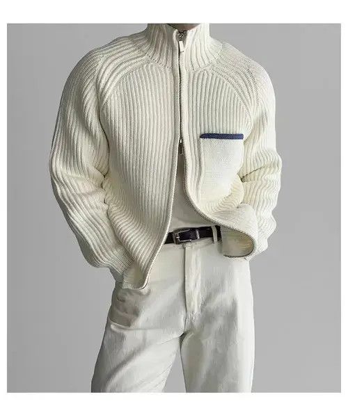 Other Vintage Beige Double Pull-On Knit Stand-Up L Jacket Coat Size US L / EU 52-54 / 3 - 5 Thumbnail