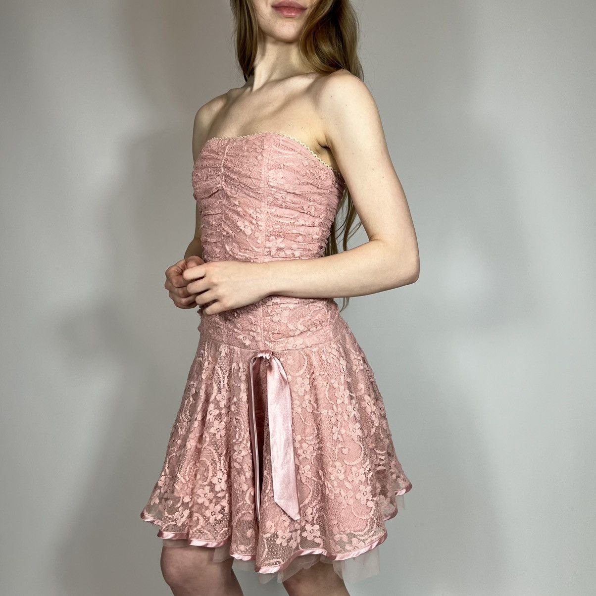 Japanese Brand Vintage Y2K Un Deux Trois Sexy Pink Mesh Mini Dress Size M / US 6-8 / IT 42-44 - 6 Thumbnail