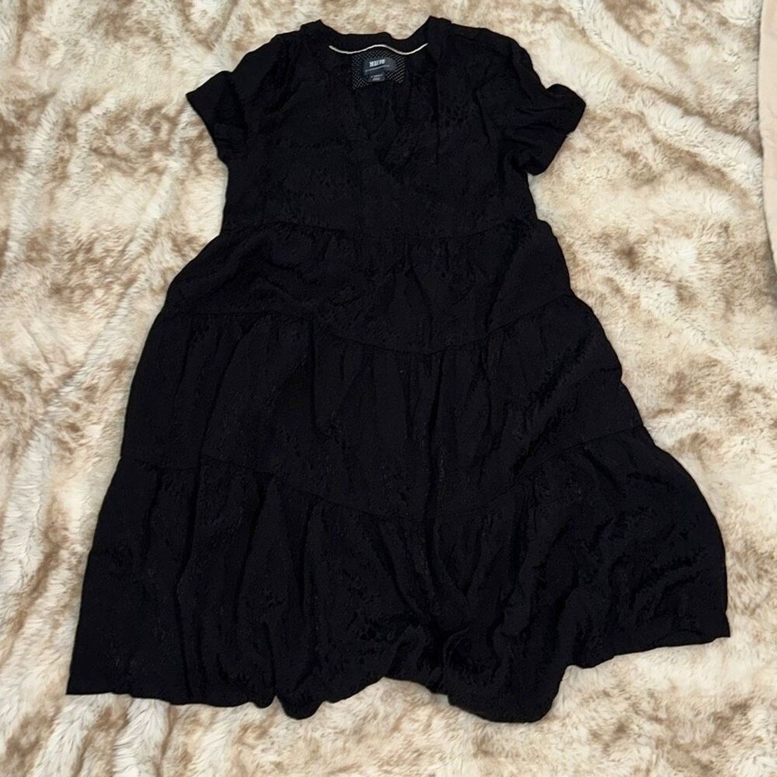 Anthropologie Maeve by Anthropologie Tiered Black Mini Dress | Sz XS Size XS / US 0-2 / IT 36-38 - 2 Thumbnail