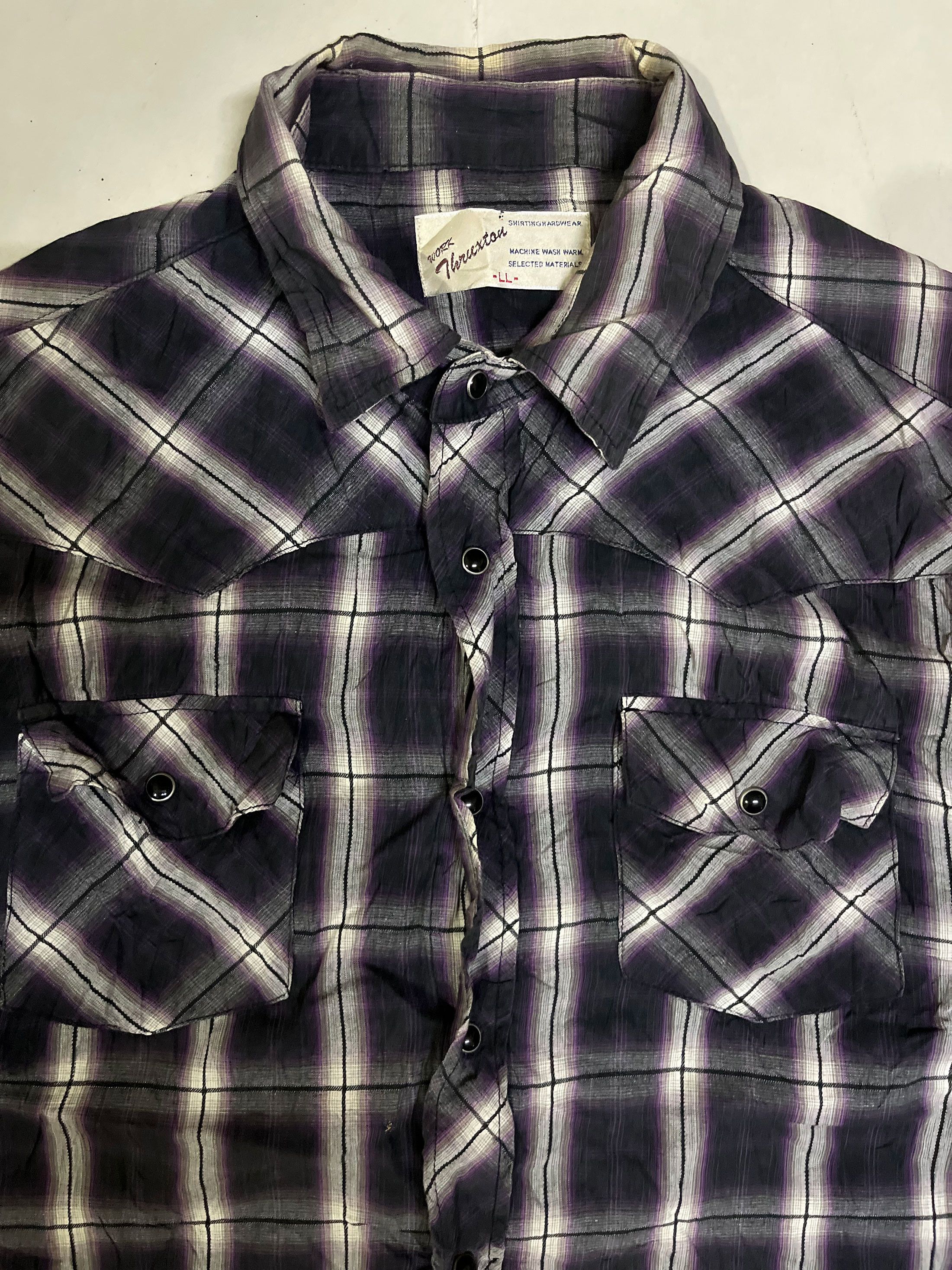 Japanese Brand Thruxton Checked Plaid Snap Button Western Dress Long Sleeve Size US XL / EU 56 / 4 - 2 Thumbnail