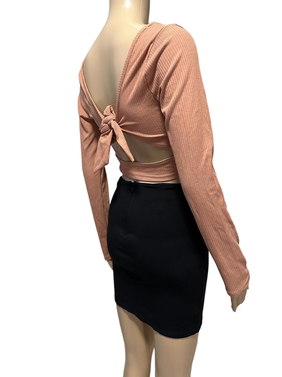 Designer Chic Pink Ribbed Crop Top Size M / US 6-8 / IT 42-44 - 3 Thumbnail