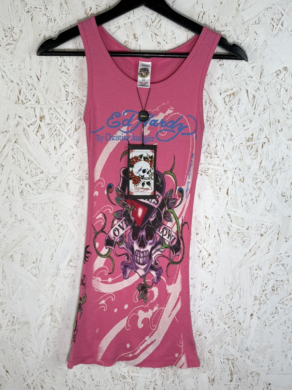 Ed Hardy BNWT Ed Hardy Audigier Love Kills Slowly Tank Top Pink Size M / US 6-8 / IT 42-44 - 1 Thumbnail