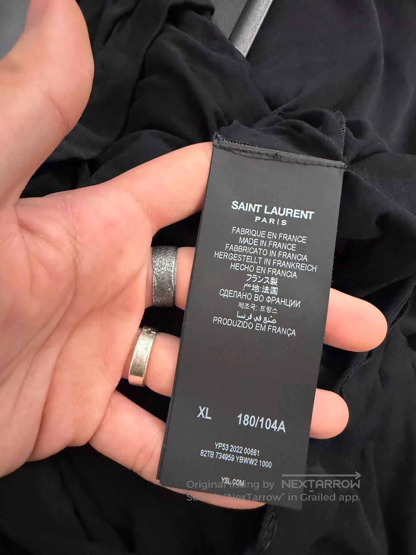 Saint Laurent Paris Black Wrap Front Long Sleeve Mesh Top. Size US XL / EU 56 / 4 - 5 Thumbnail