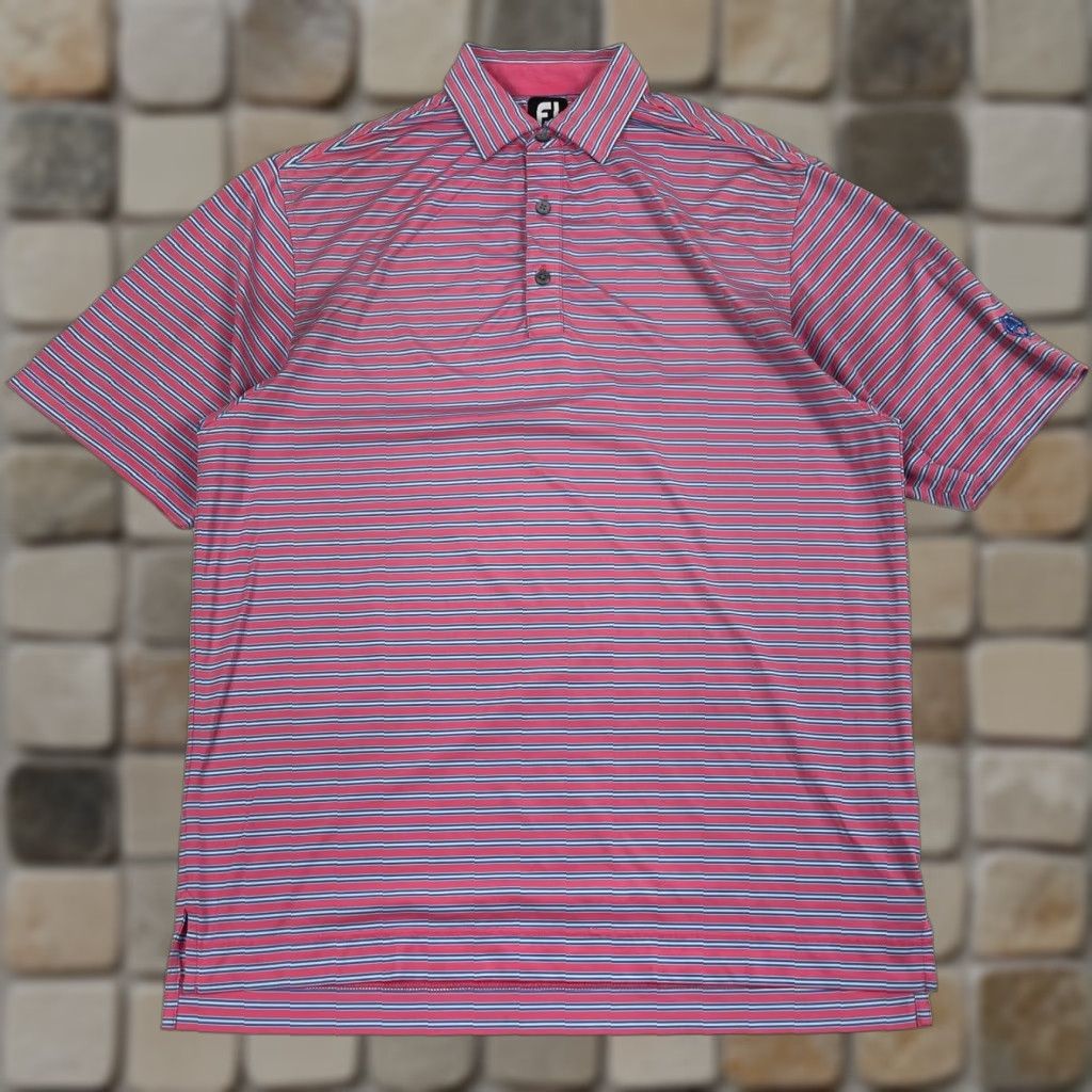 Footjoy FootJoy Polo Shirt Mens Medium Pink Golf Short Sleeve Collared Stretch Striped Size US M / EU 48-50 / 2 - 1 Thumbnail
