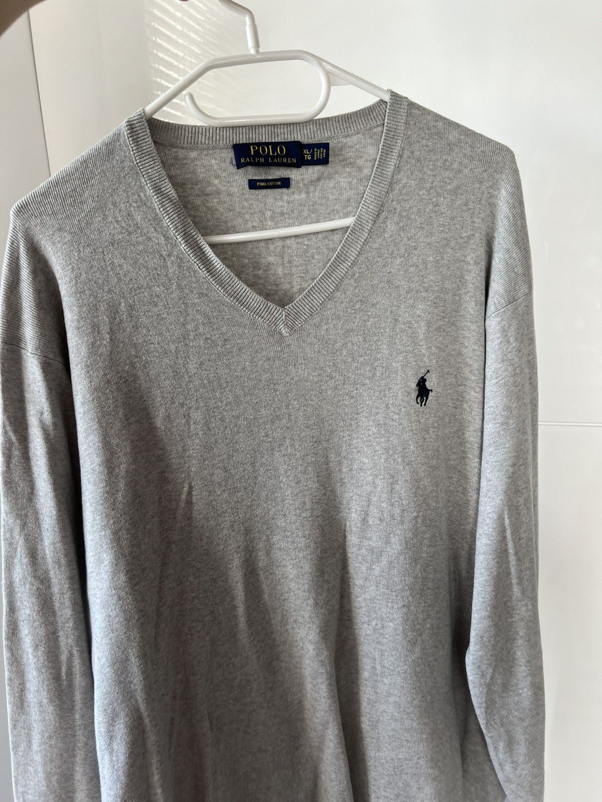 Designer ‼️POLO RALPH LAUREN KNIT LOGO PIMA COTTON V NECK SWEATER‼️ Size US XL / EU 56 / 4 - 5 Thumbnail