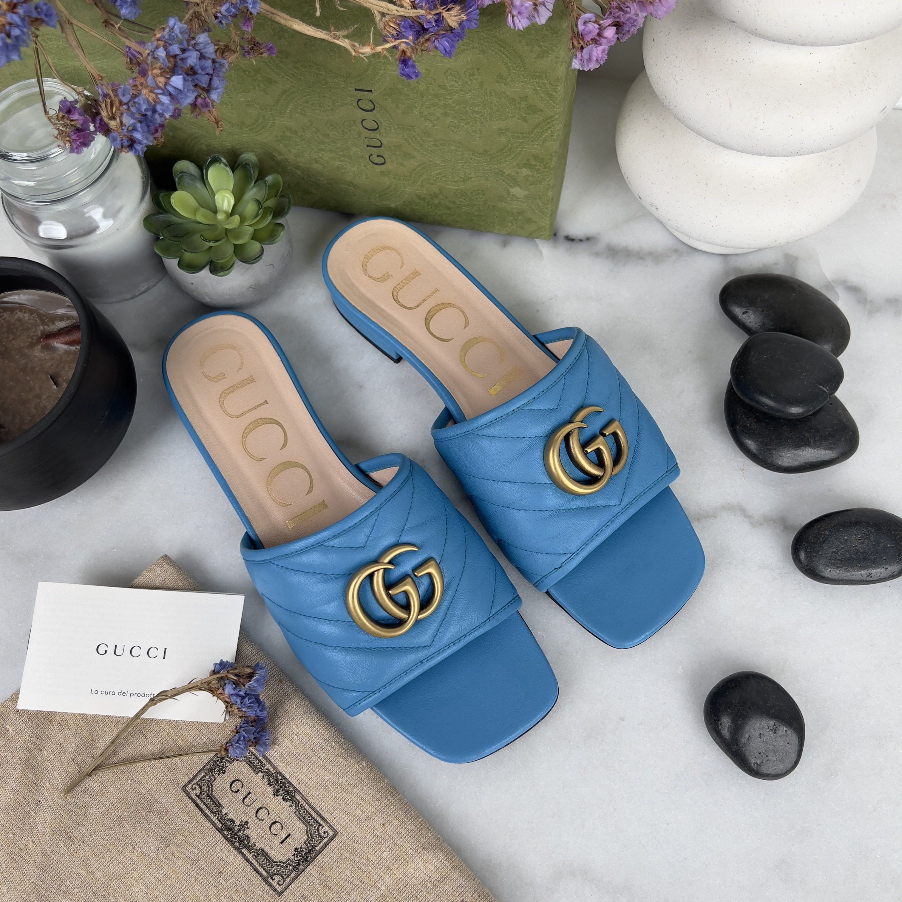 Gucci GUCCI Marmont GG Slide Sandals Mule Leather Size US 7 / IT 37 - 2 Thumbnail