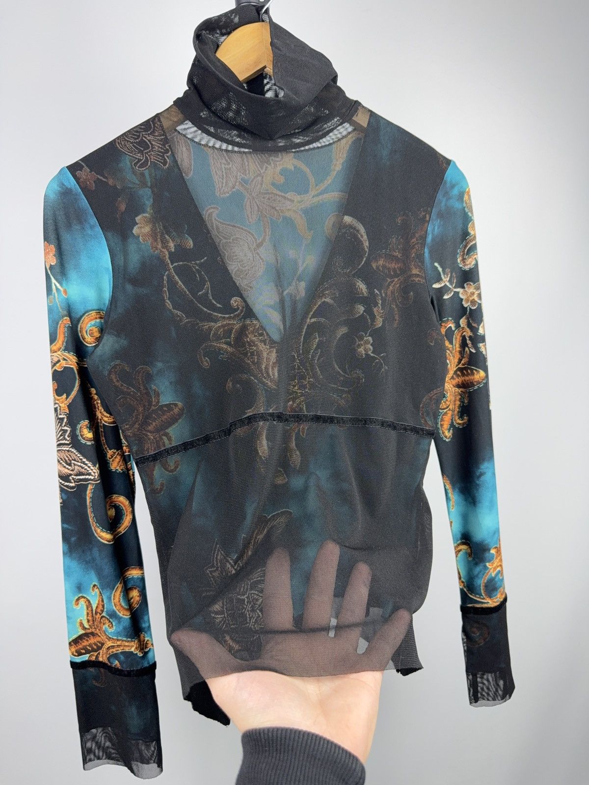 Japanese Brand Vintage Sheer Mesh Baroque Top Y2K Gaultier Style High Neck Size M / US 6-8 / IT 42-44 - 5 Thumbnail