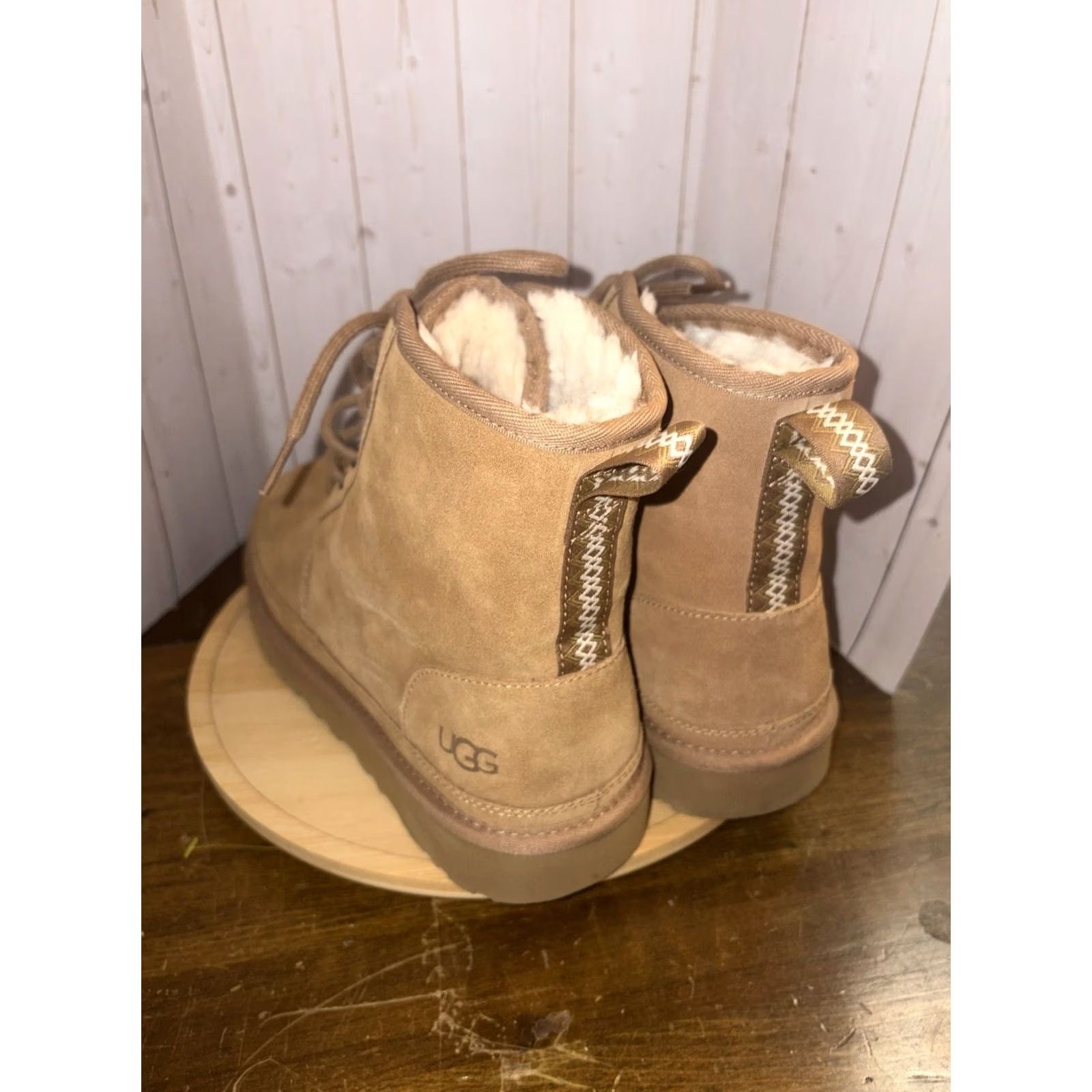 UGG NEUMEL HIGH CHESTNUT SUEDE SHEEPSKIN MEN\'S LACE UP BOOTS SIZE 10.5/11 UGG Boot Men\ main image 3