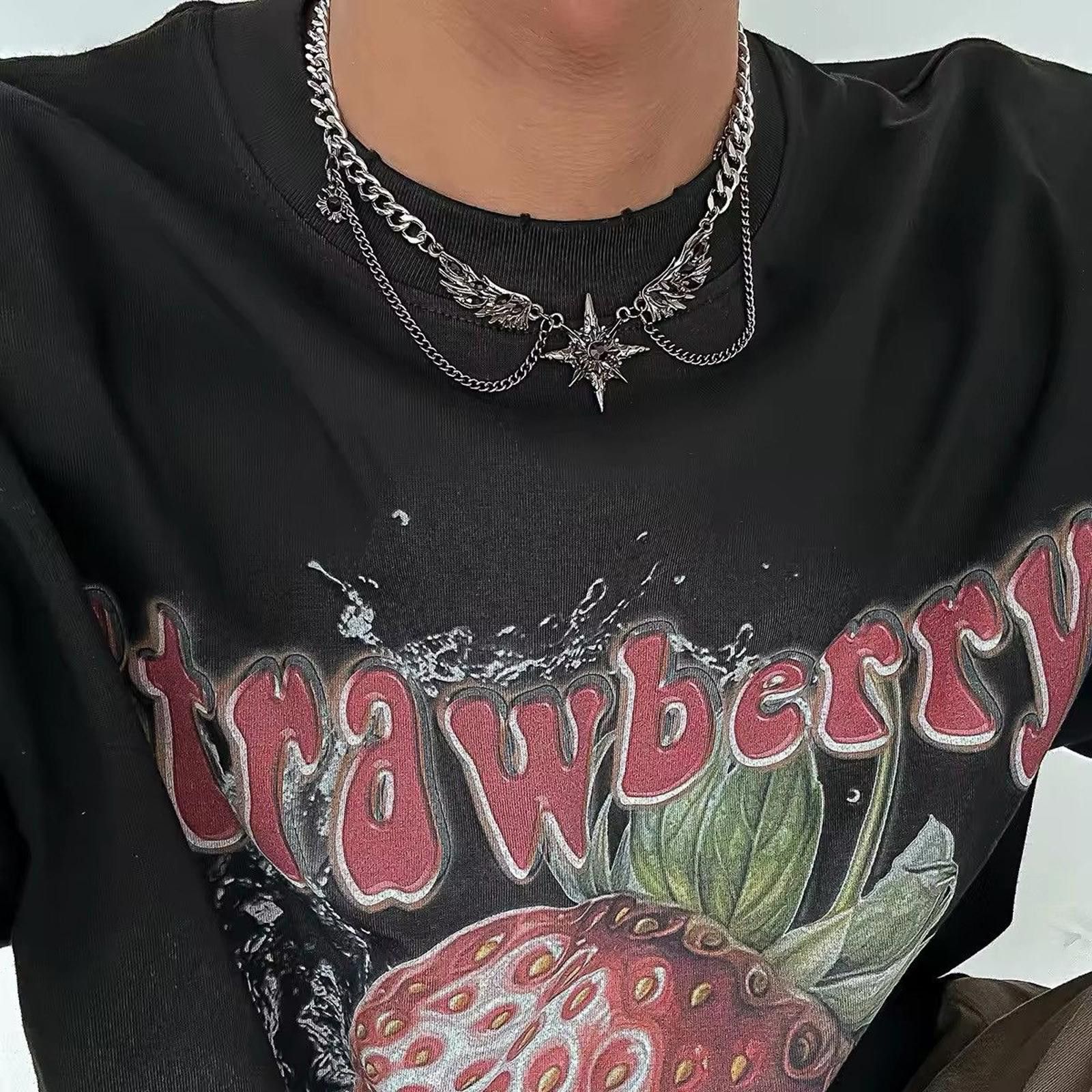 Jewelry Hip Hop Geometric Octagonal Star Wing Pendant Choker Size ONE SIZE - 2 Thumbnail