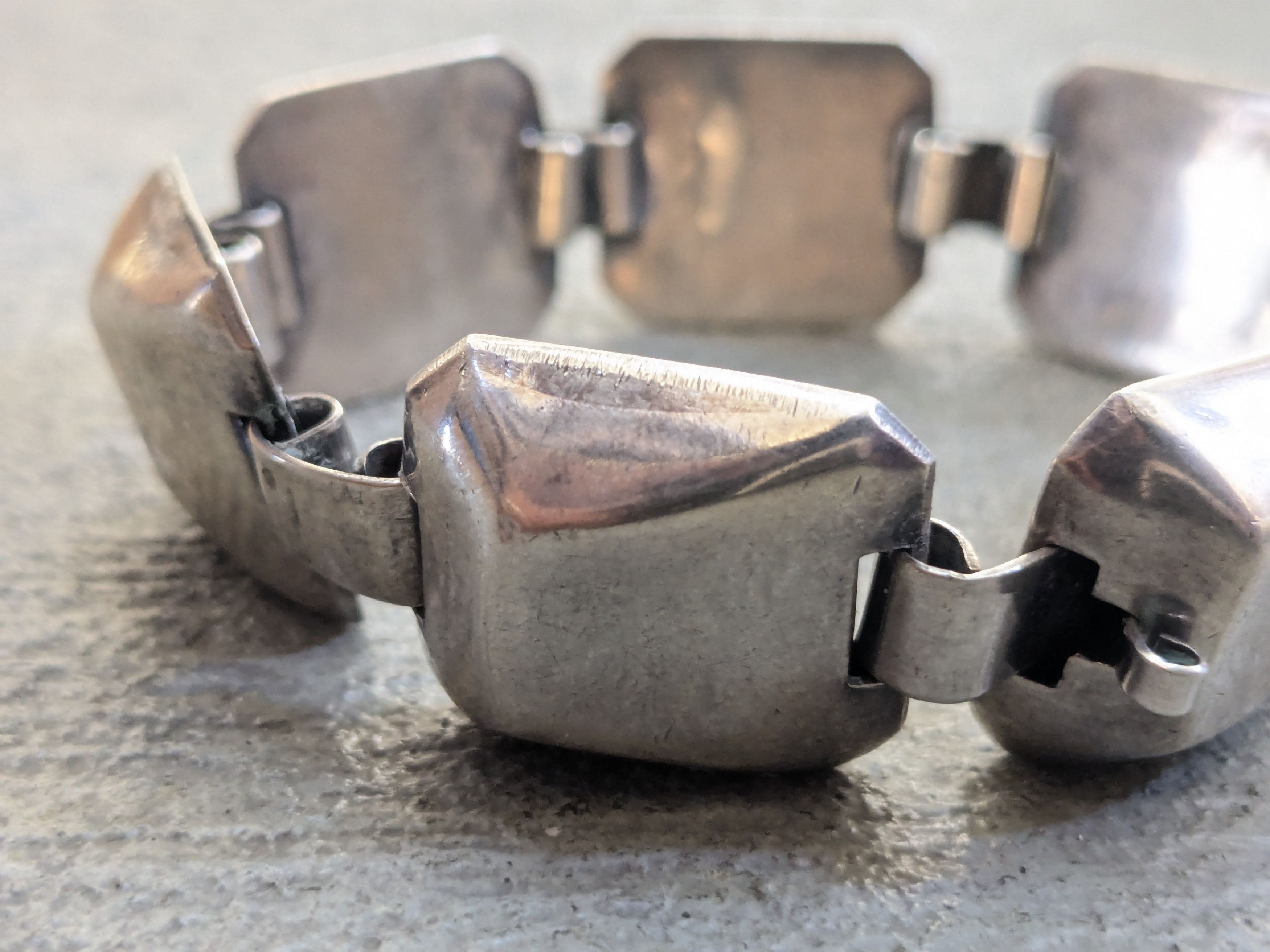 Sterling Silver Vintage Sterling Silver Bracelet Square Modern Abstract Size ONE SIZE - 4 Thumbnail