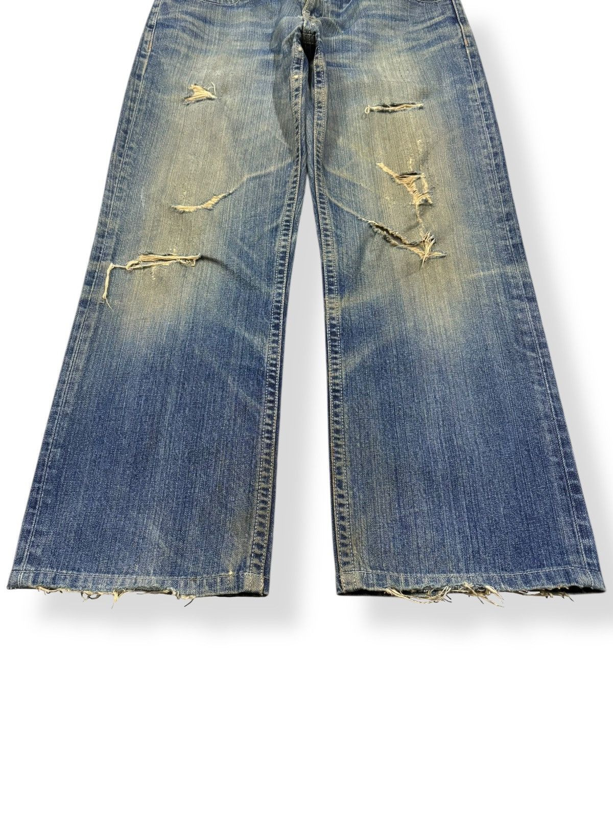 Undercover × Uniqlo Vintage 90s Uniqlo Mud Wash Loose Fit Flare Distressed Jeans Size US 31 - 6 Thumbnail
