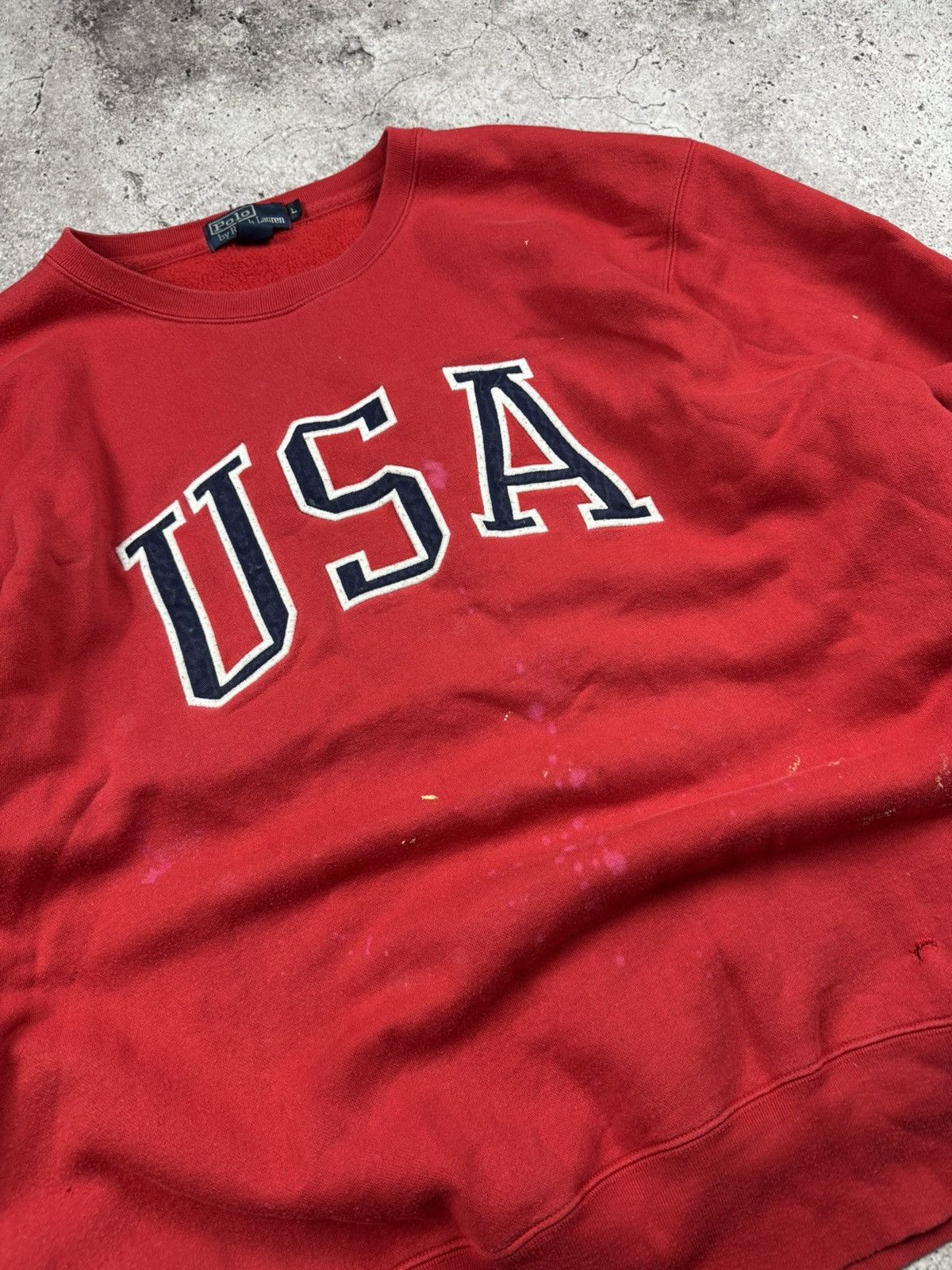 Polo Ralph Lauren VTG 90s POLO RALPH LAUREN USA BAGGY PAINTED Y2KSWEATSHIRT Size US XL / EU 56 / 4 - 2 Thumbnail