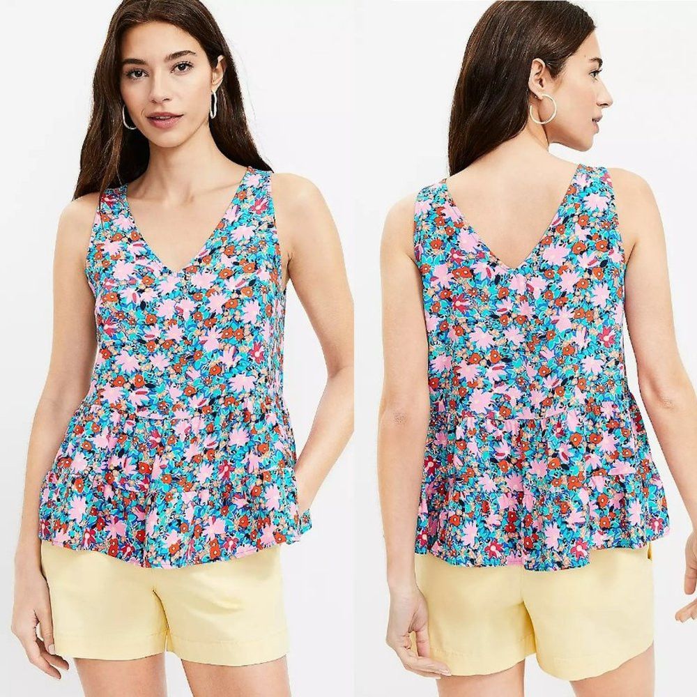 Loft NWT New LOFT Daisy Double V Peplum Shell Top Size S Size S / US 4 / IT 40 - 1 Thumbnail