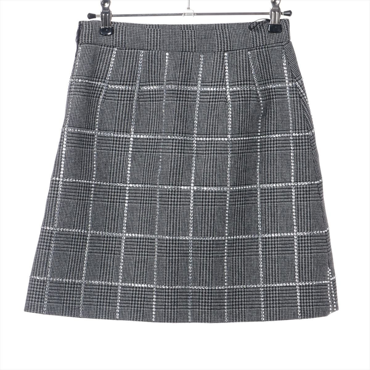 Miu Miu Plaid Rhinestone Wool Skirt Size 25" / US 0 / IT 36 - 2 Thumbnail