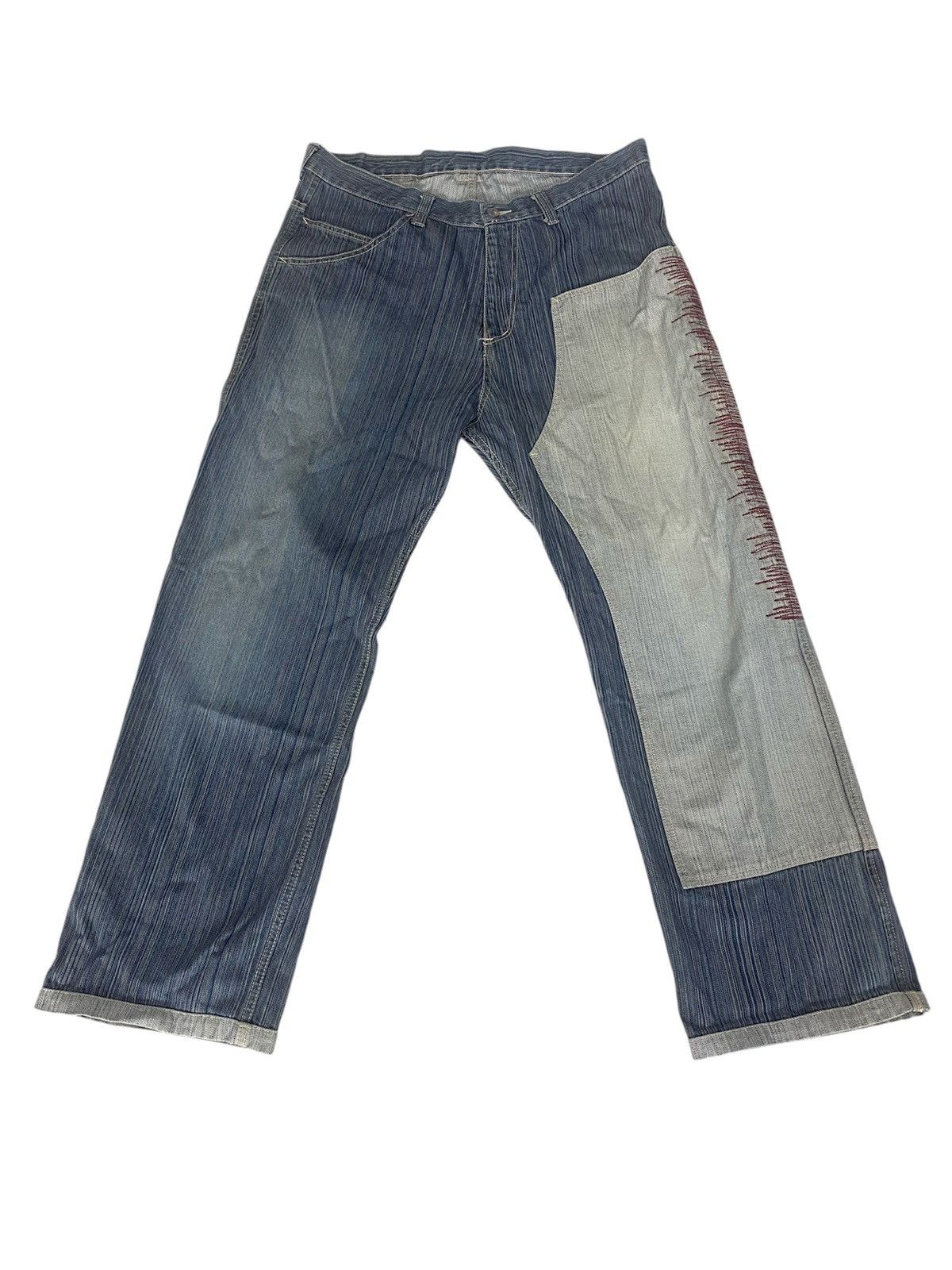 Japanese Brand Baggy Mackdaddy Japan wide leg irregular denim pants Size US 34 / EU 50 - 1 Thumbnail