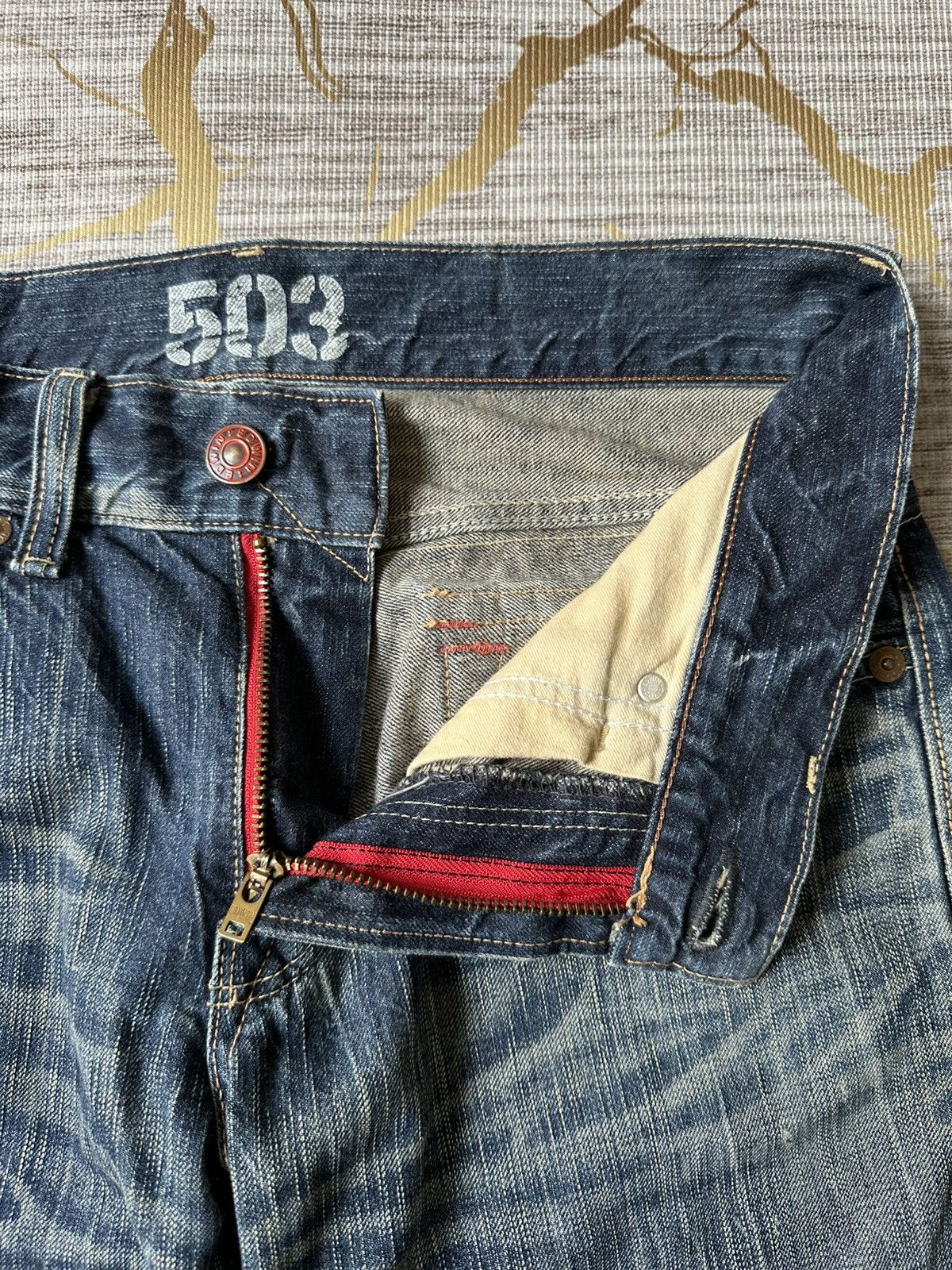 Japanese Brand FLARE Edwin 503 Claw Marks Design Denim Size US 32 / EU 48 - 13 Thumbnail