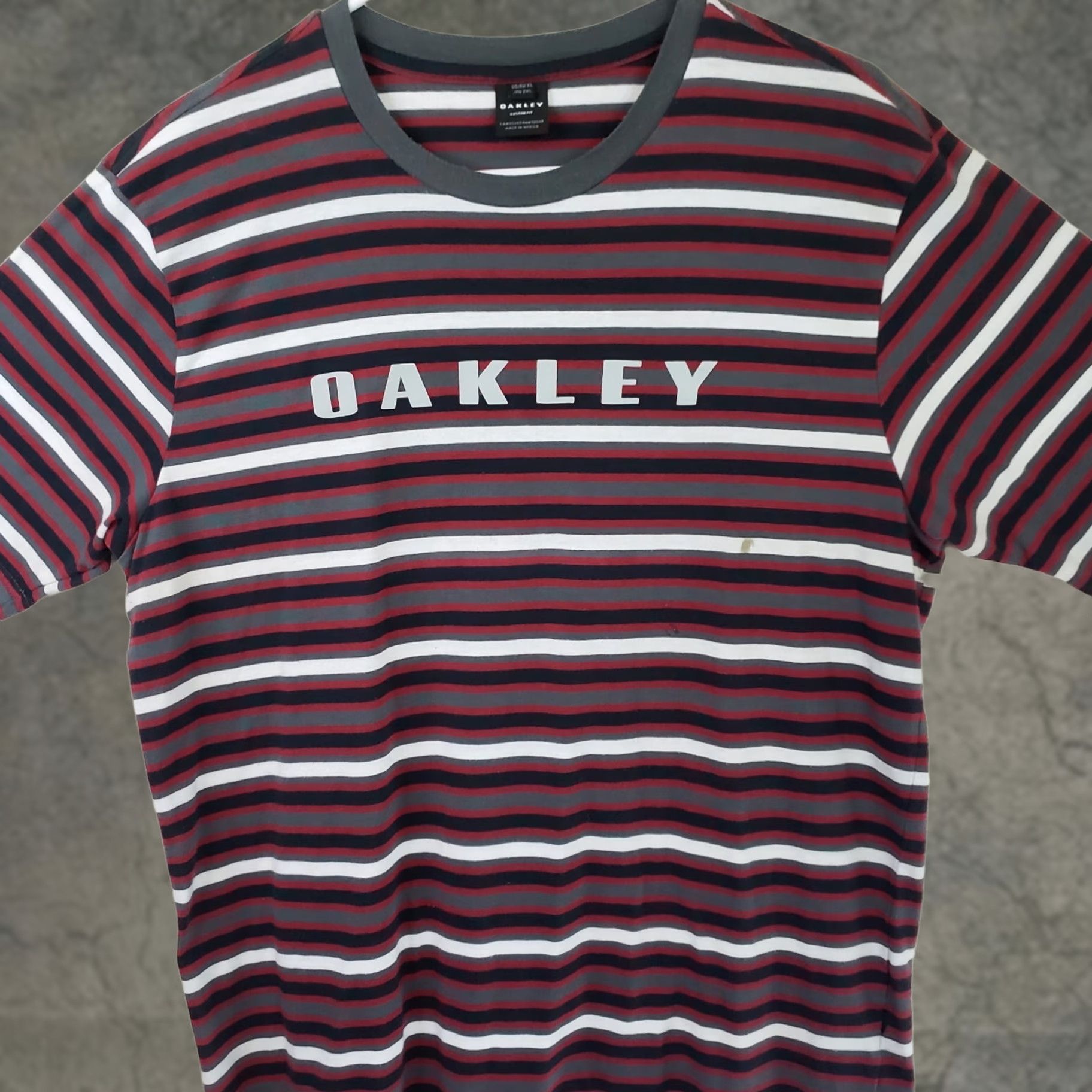 Oakley Oakley Mens XL T-Shirt Striped Crewneck Red, Black, White Multicolor Oakley Markings Summer Tee Men XL Size US XL / EU 56 / 4 - 1 Thumbnail