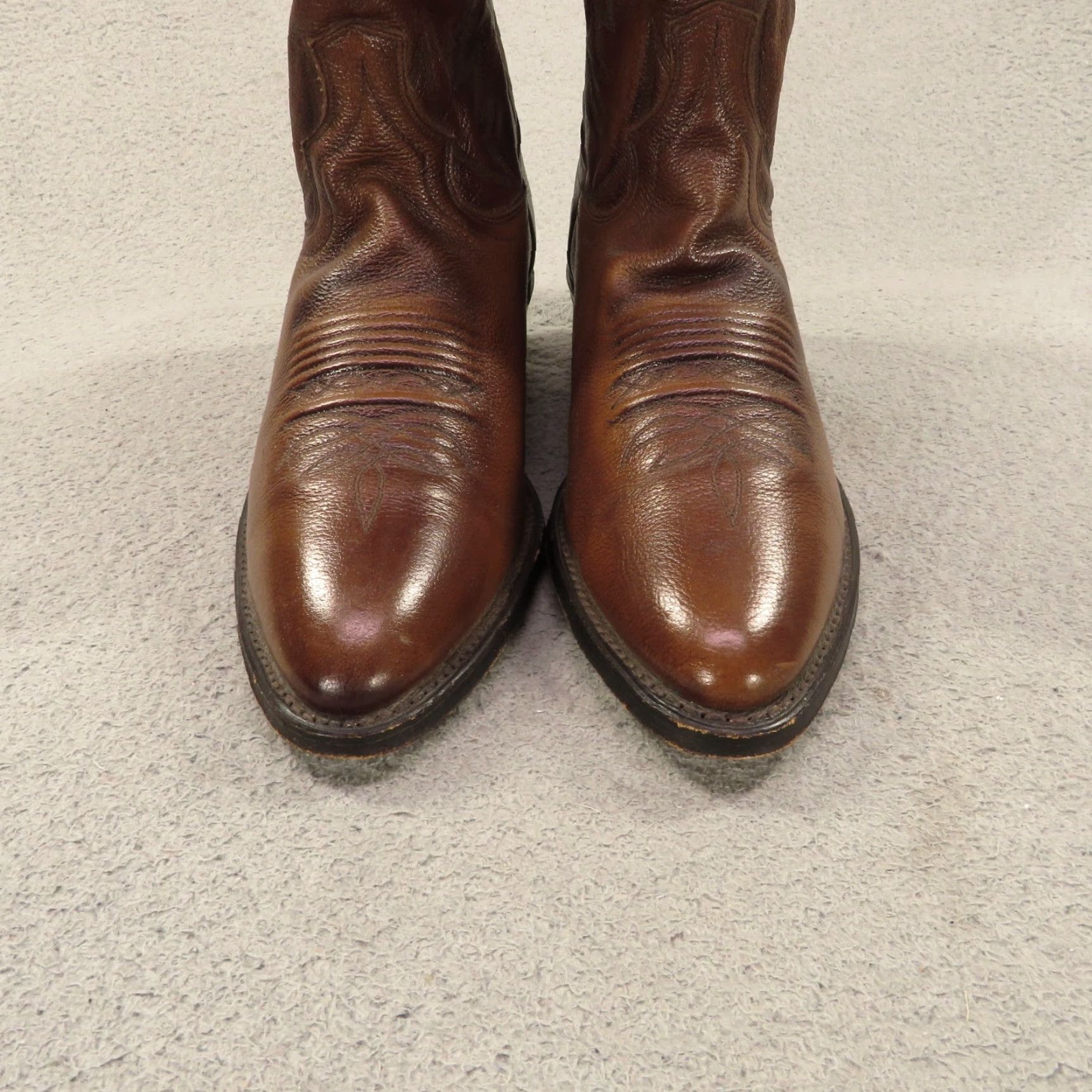 Dan Post VINTAGE Dan Post Boots 11 B Mens Brown Leather 8111 Cowhide Embroidered Western Cowboy Boot Mens Brown Leather Western Cowboy 8111 Size US 11 / EU 44 - 4 Thumbnail