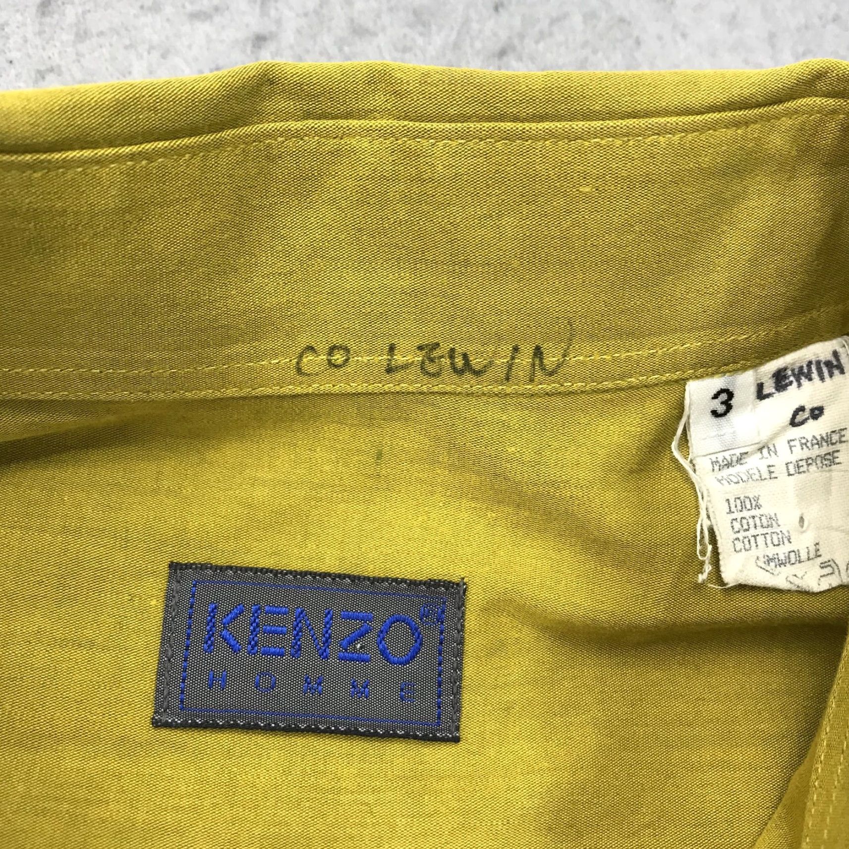 Kenzo KENZO Shirt Mens XL 3 Yellow Green Homme Paris Made France Casual Long Sleeve Button-Up Cotton Vintage Size US XL / EU 56 / 4 - 4 Thumbnail