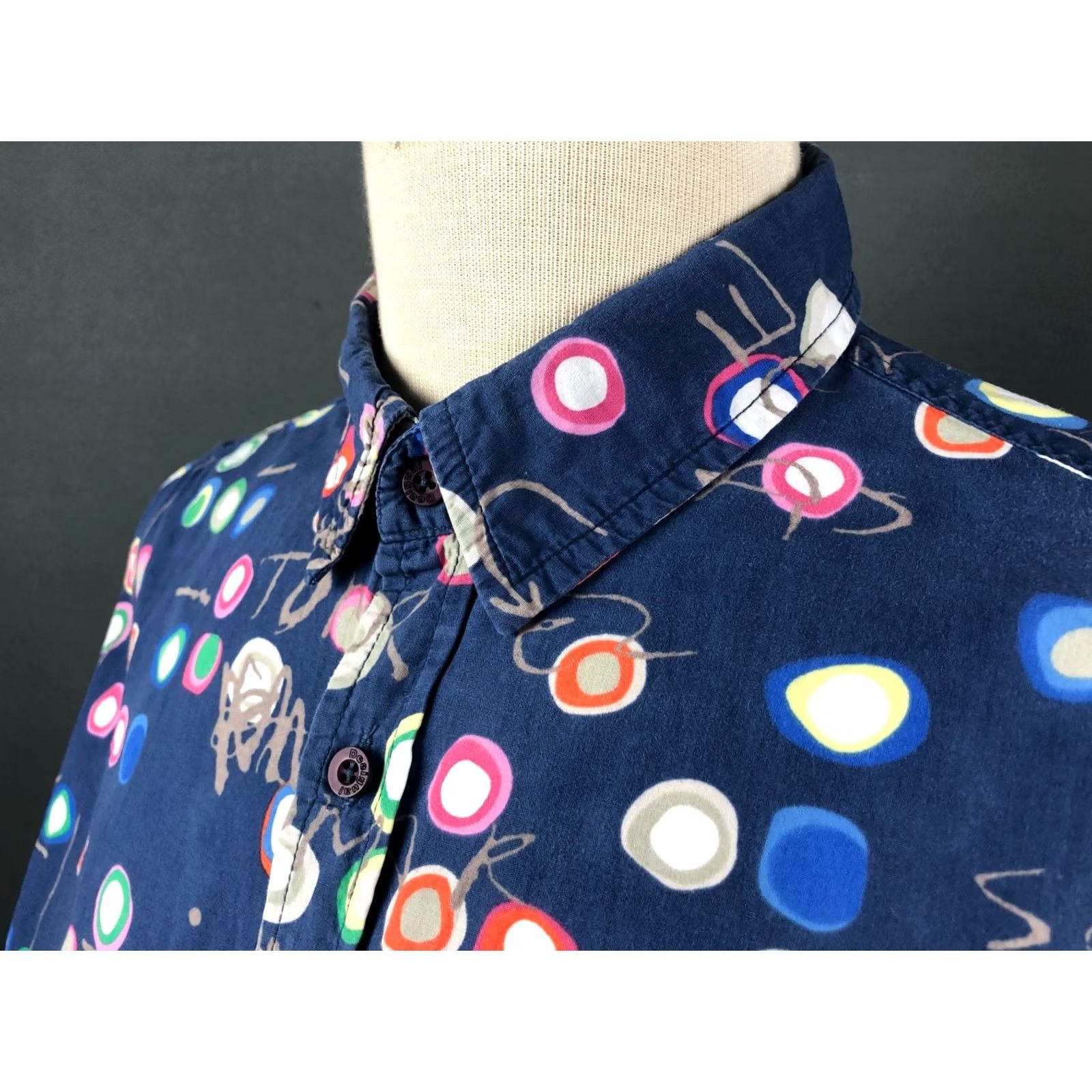 Desigual Desigual Men's Shirt Geometric Cotton Patterned Blue 2XL Button-Up Long Sleeve Collared Embroidered Logo Casual Shirt Mens Size US XXL / EU 58 / 5 - 6 Thumbnail