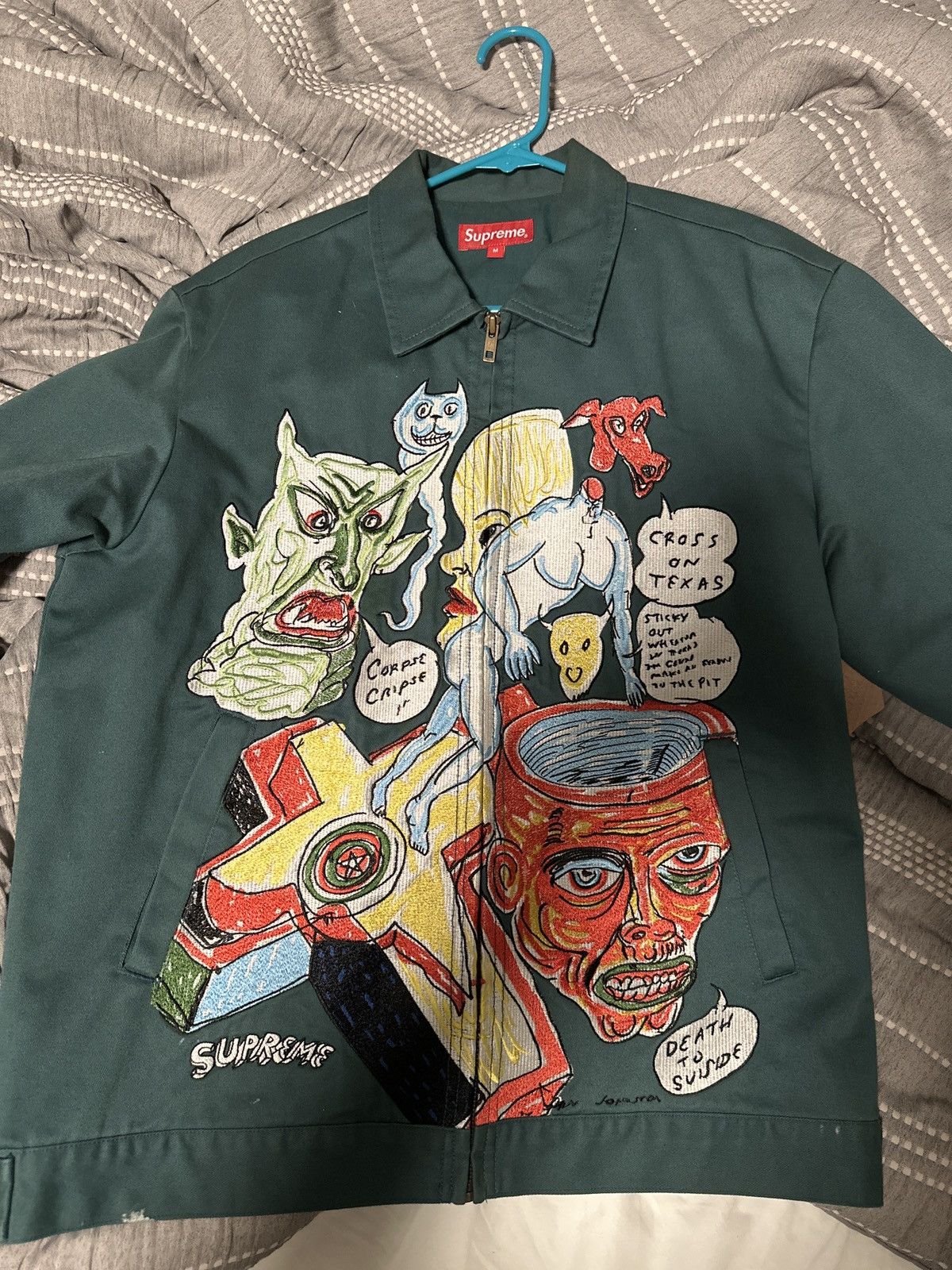 Supreme Supreme Daniel Johnston Green Zip Up Jacket | Grailed