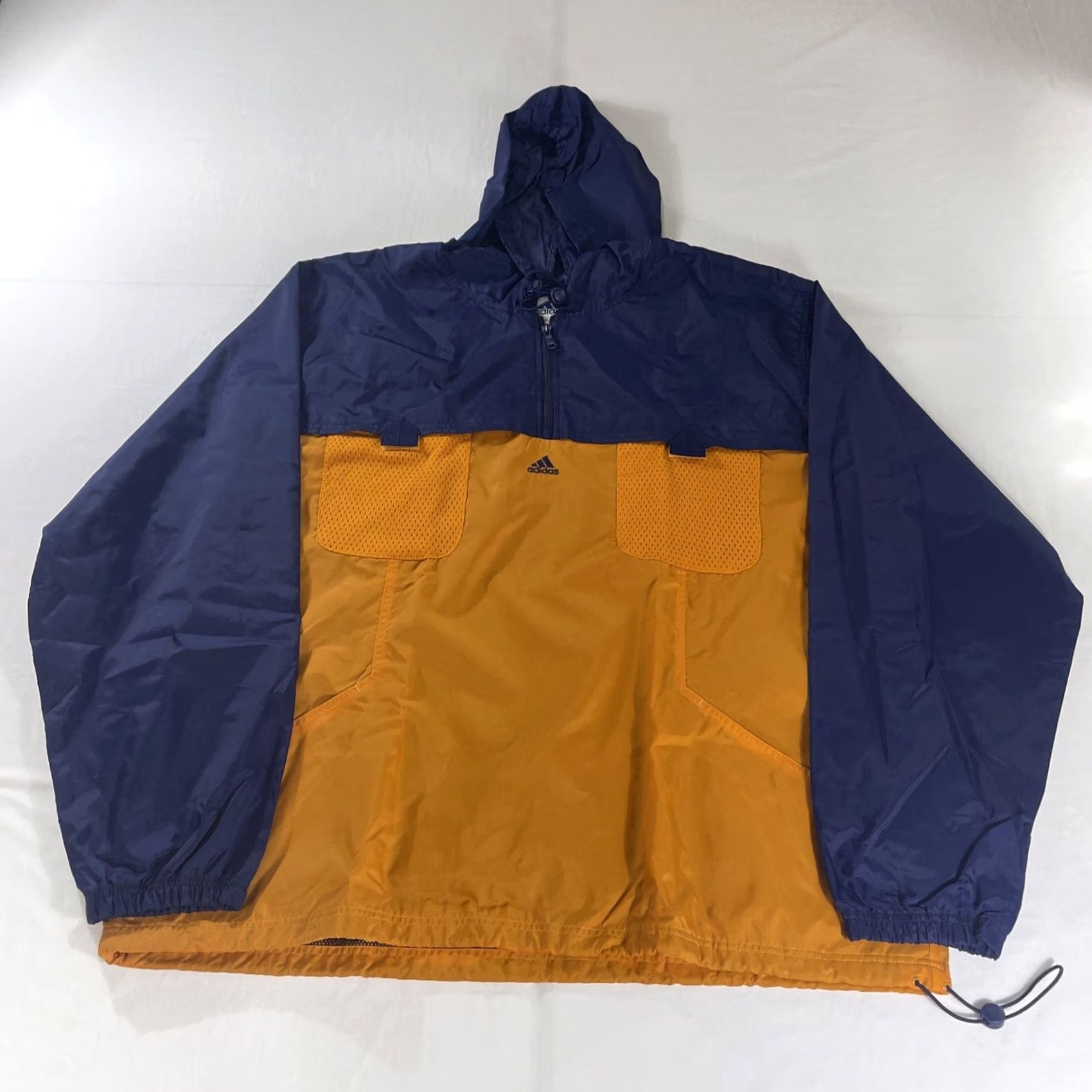 Adidas VINTAGE Adidas Windbreaker Jacket Hoodie 2XL 1/4 Zip Orange Blue 2 Tone Mens Jacket Size US XXL / EU 58 / 5 - 2 Thumbnail
