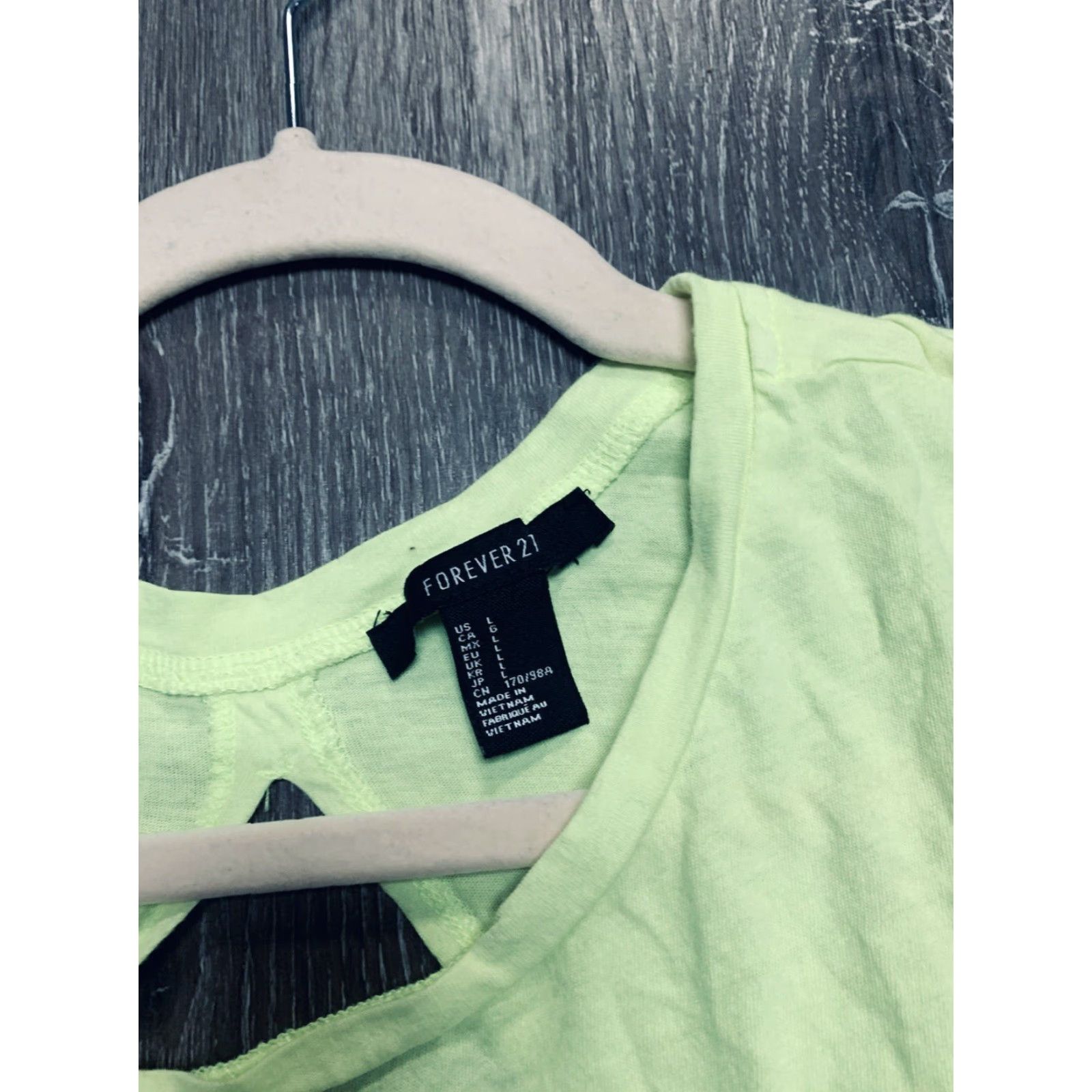 Forever 21 Forever 21 Tank Womens Size L Neon Yellow Sleeveless Open Back Top Crew Neck Casual Solid Color Size L / US 10 / IT 46 - 2 Thumbnail