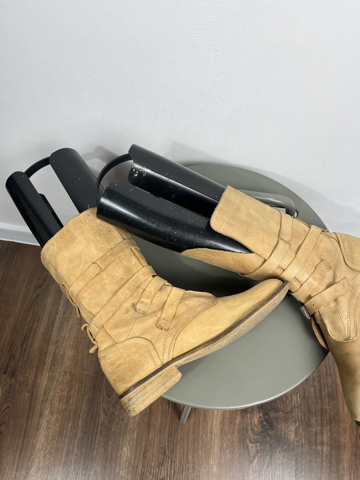 Other Vintage Tan Leather Mid-Calf Boots with Buckle Straps Size US 7.5 / IT 37.5 - 12 Thumbnail