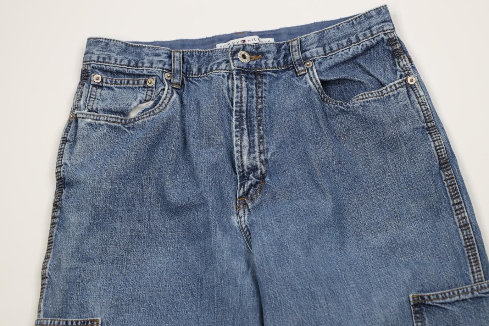 Tommy Hilfiger Vintage 90s Y2K Tommy Hilfiger Wide Leg Cargo Denim Jeans Size 34" / US 12 / IT 48 - 2 Thumbnail