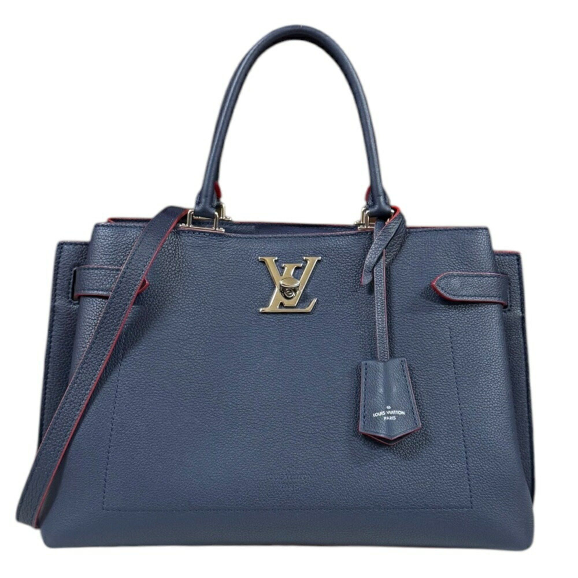 Louis Vuitton Lock Me Day Shoulder Bag Leather M53645 Navy Women's Louis Vuitton 2Way