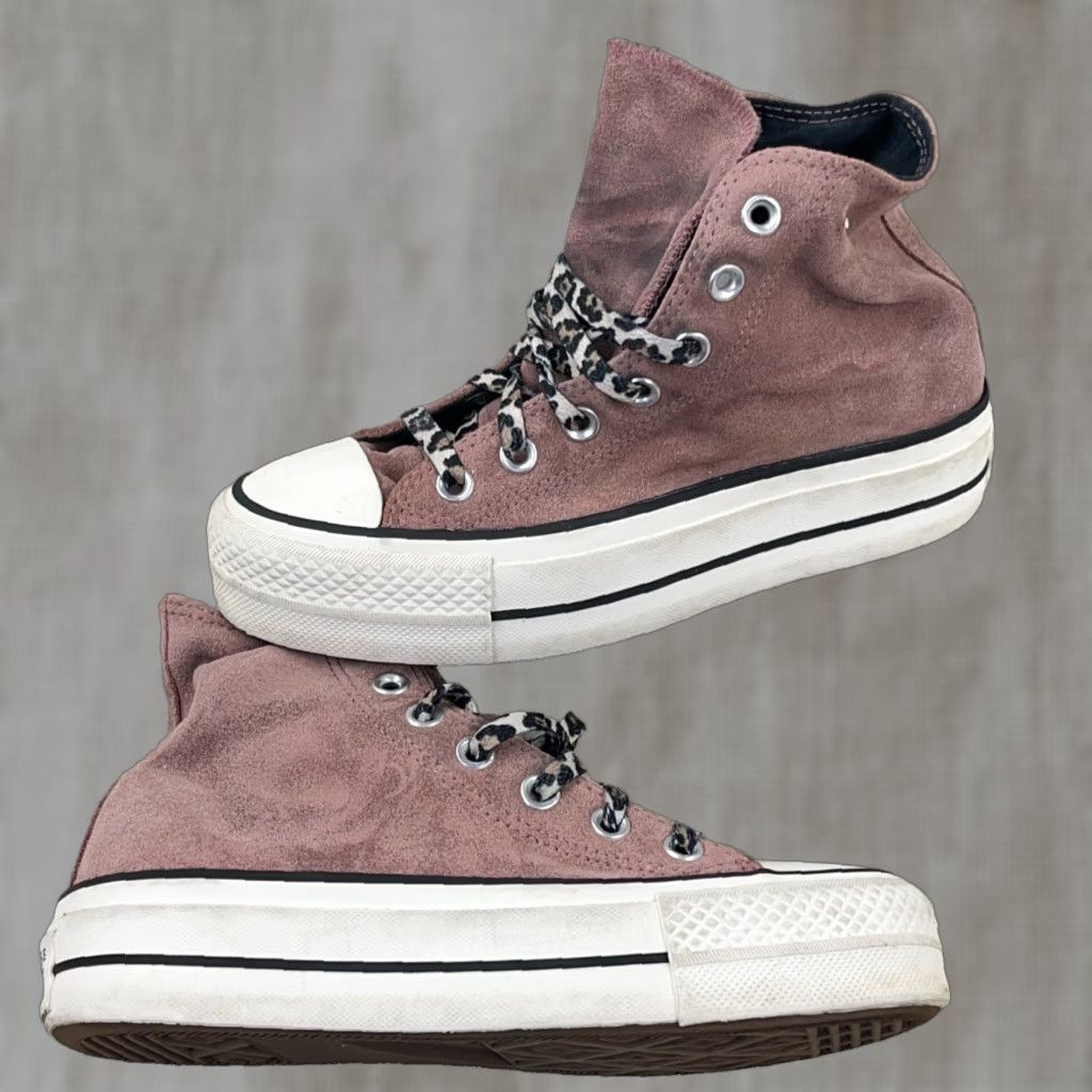 Converse VINTAGE Converse Chuck 70 High Lift All Star Sneakers Womens 6 Mauve Suede Leopard Laces Size US 6 / IT 36 - 1 Thumbnail