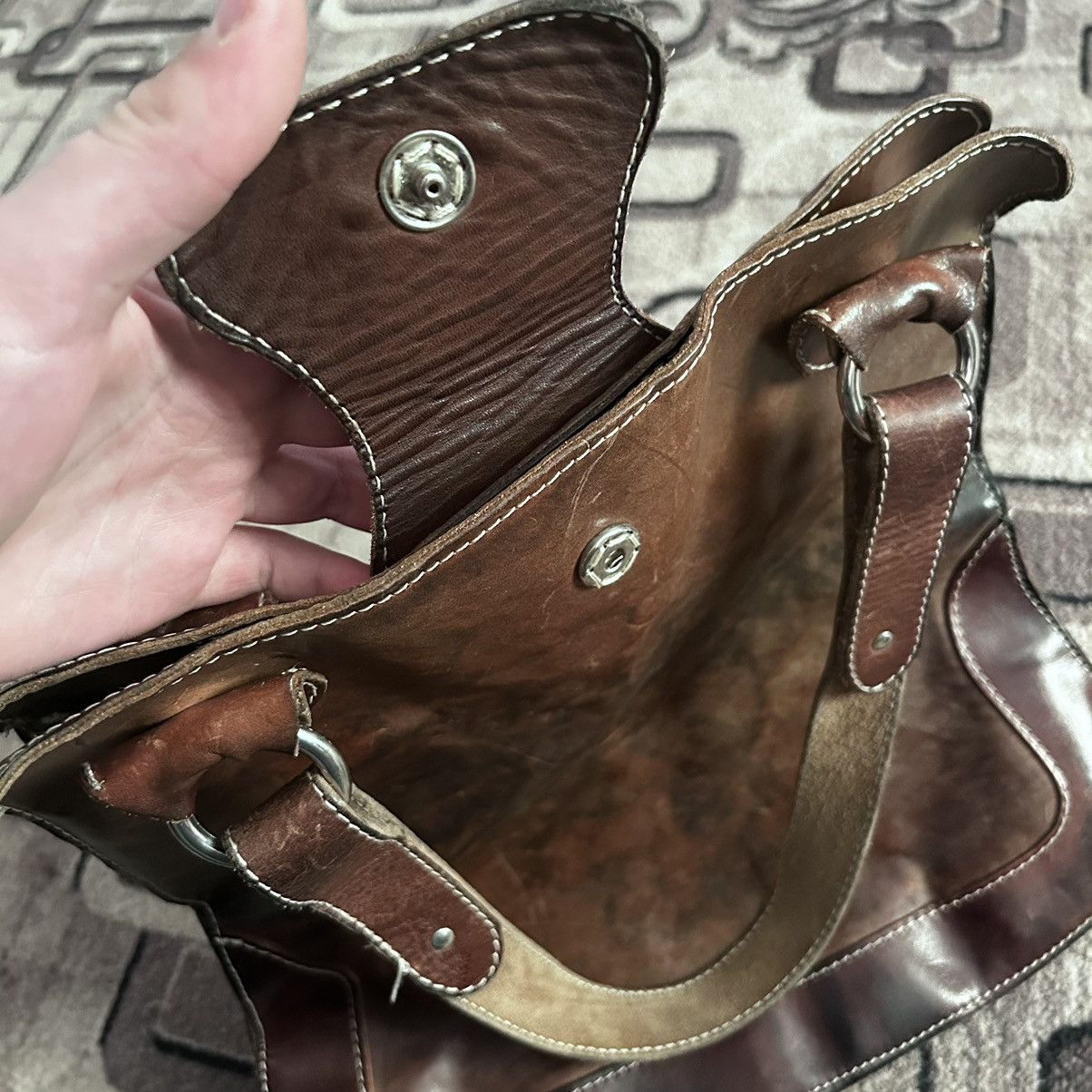 Designer × numero 10 Numero 10 Made in Italy Garment Dyed Paint Leather Hand Bag Size ONE SIZE - 9 Thumbnail