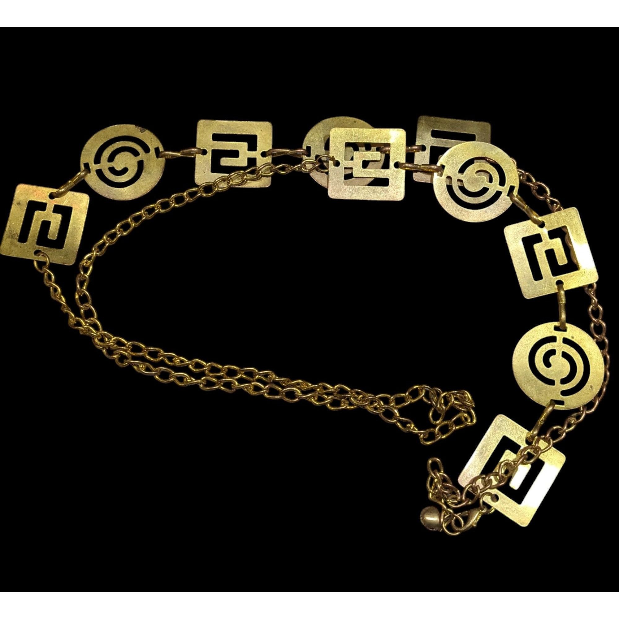Other Vintage Chunky Geometric Link Chain Necklace Gold Tone With Size ONE SIZE - 1 Thumbnail